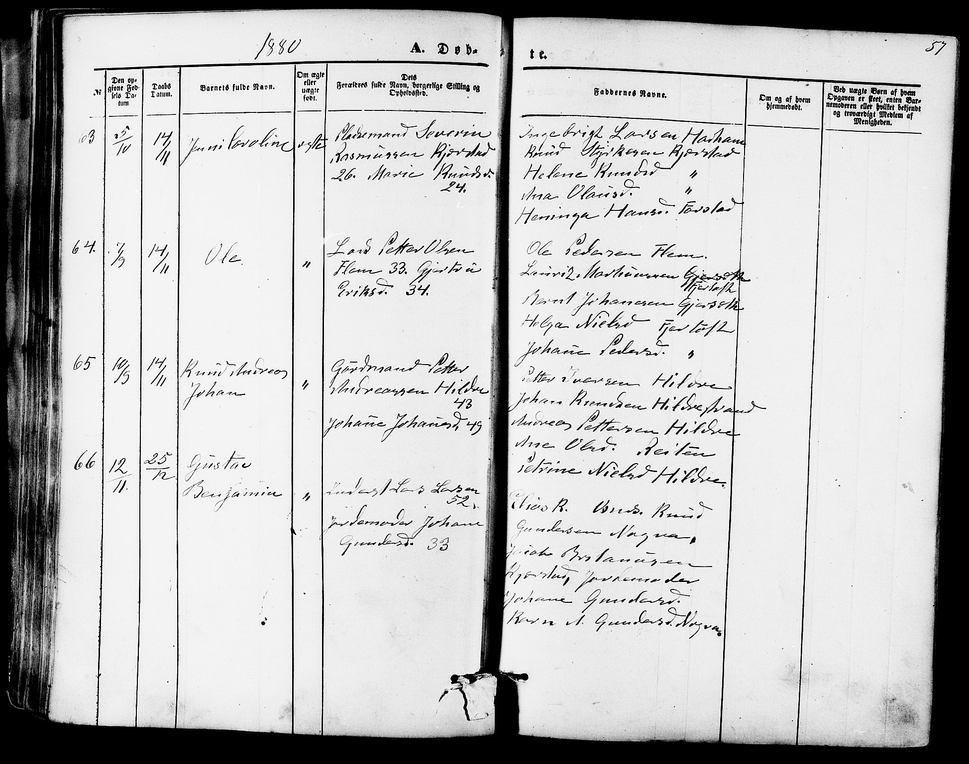 Ministerialprotokoller, klokkerbøker og fødselsregistre - Møre og Romsdal, AV/SAT-A-1454/536/L0500: Parish register (official) no. 536A09, 1876-1889, p. 57