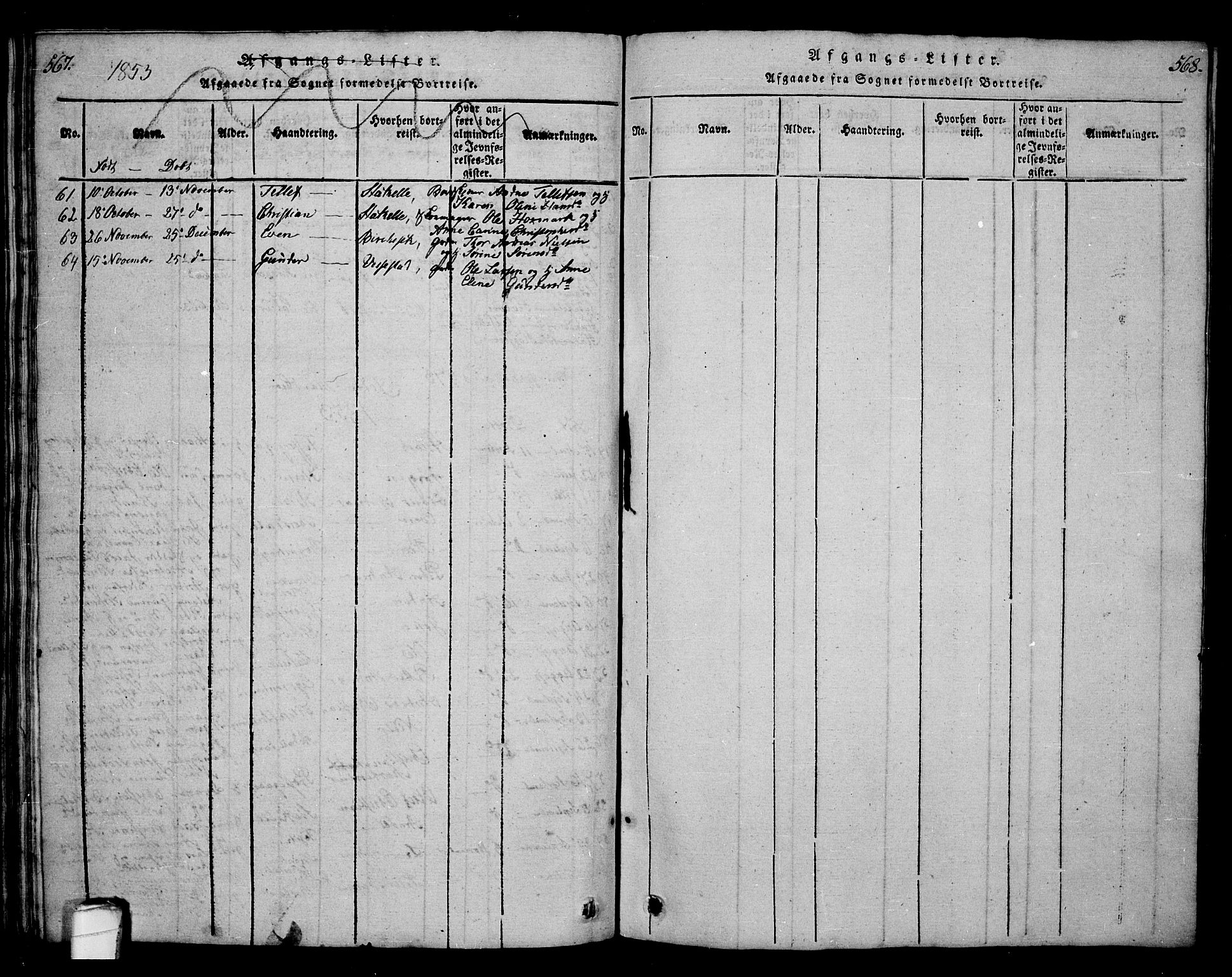 Bamble kirkebøker, AV/SAKO-A-253/G/Ga/L0005: Parish register (copy) no. I 5, 1814-1855, p. 567-568