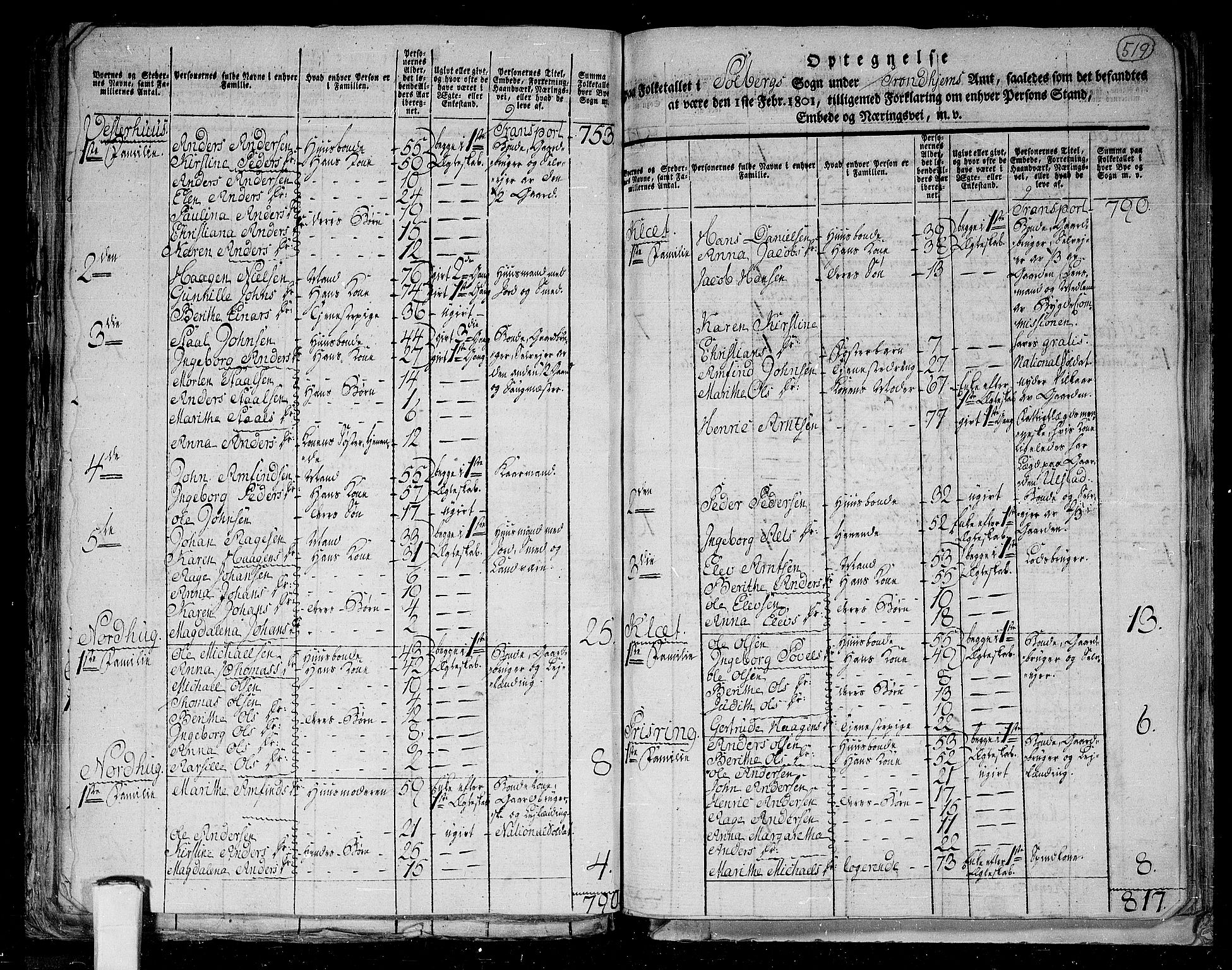 RA, 1801 census for 1727P Beitstad, 1801, p. 518b-519a