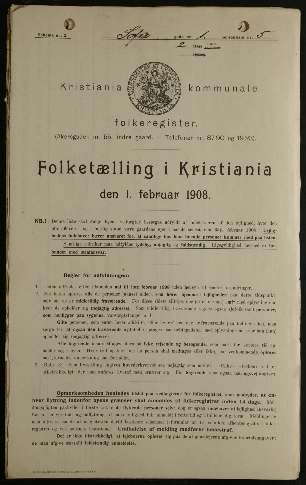 OBA, Municipal Census 1908 for Kristiania, 1908, p. 88814