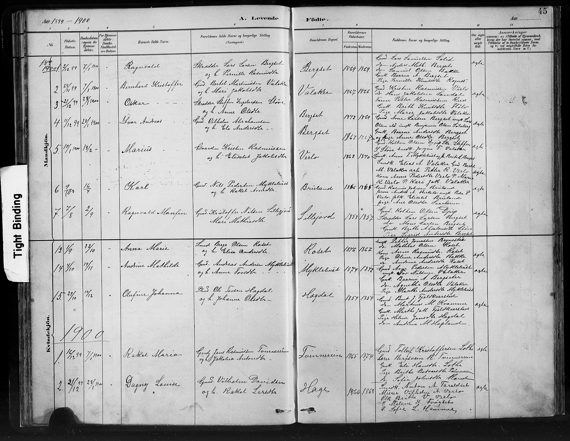 Innvik sokneprestembete, SAB/A-80501: Parish register (copy) no. C 3, 1883-1911, p. 45