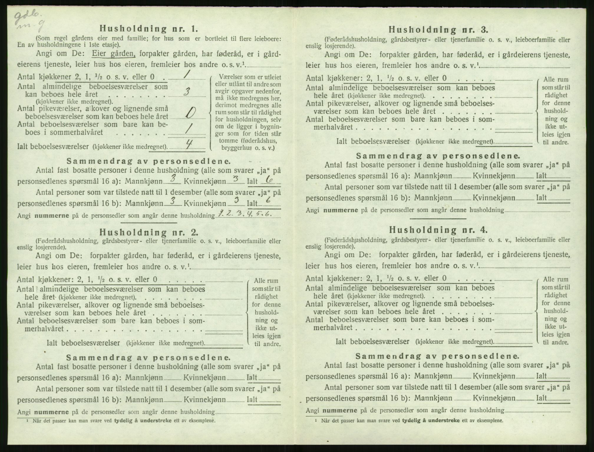 SAT, 1920 census for Volda, 1920, p. 1063