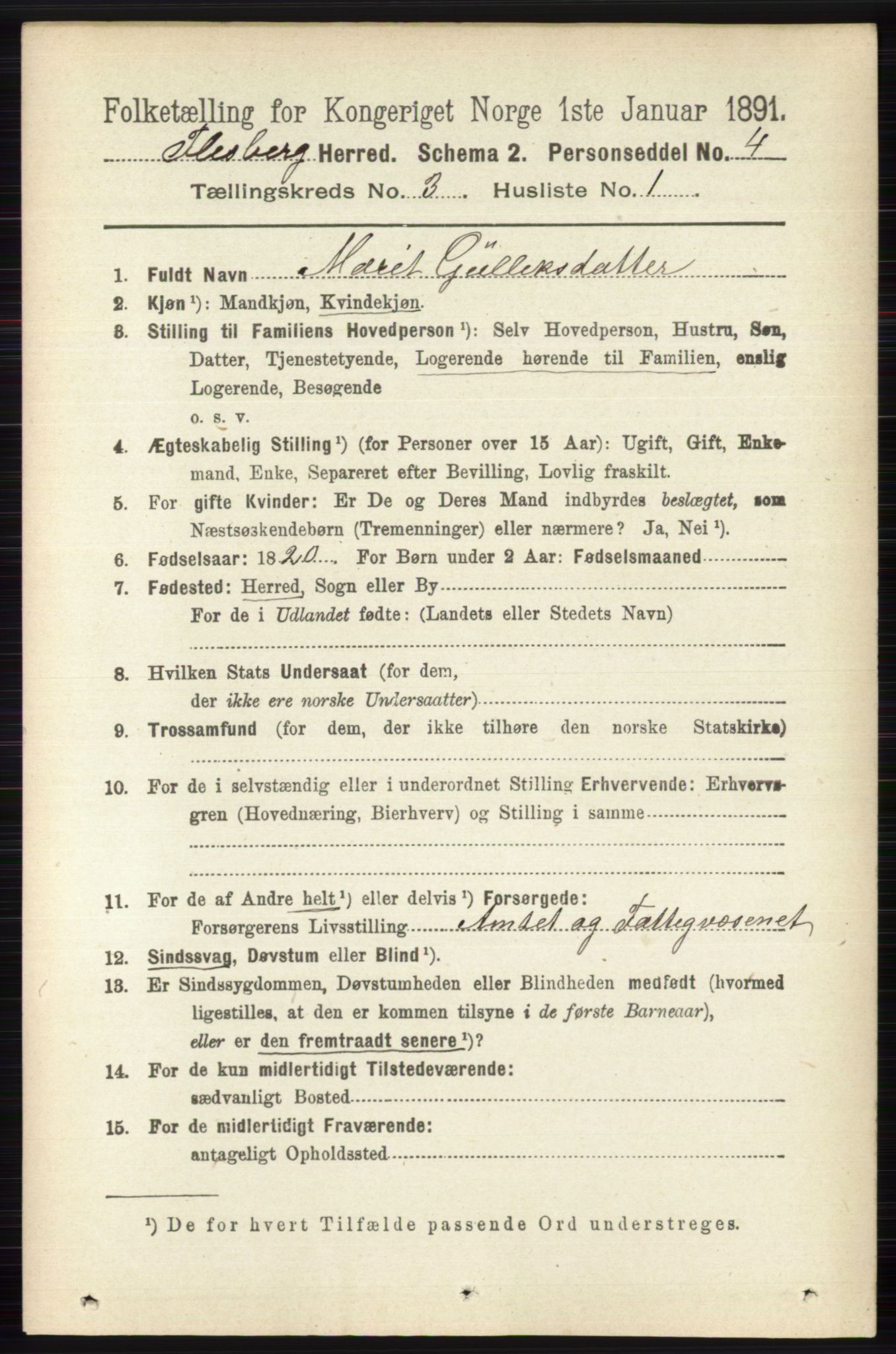 RA, 1891 census for 0631 Flesberg, 1891, p. 413