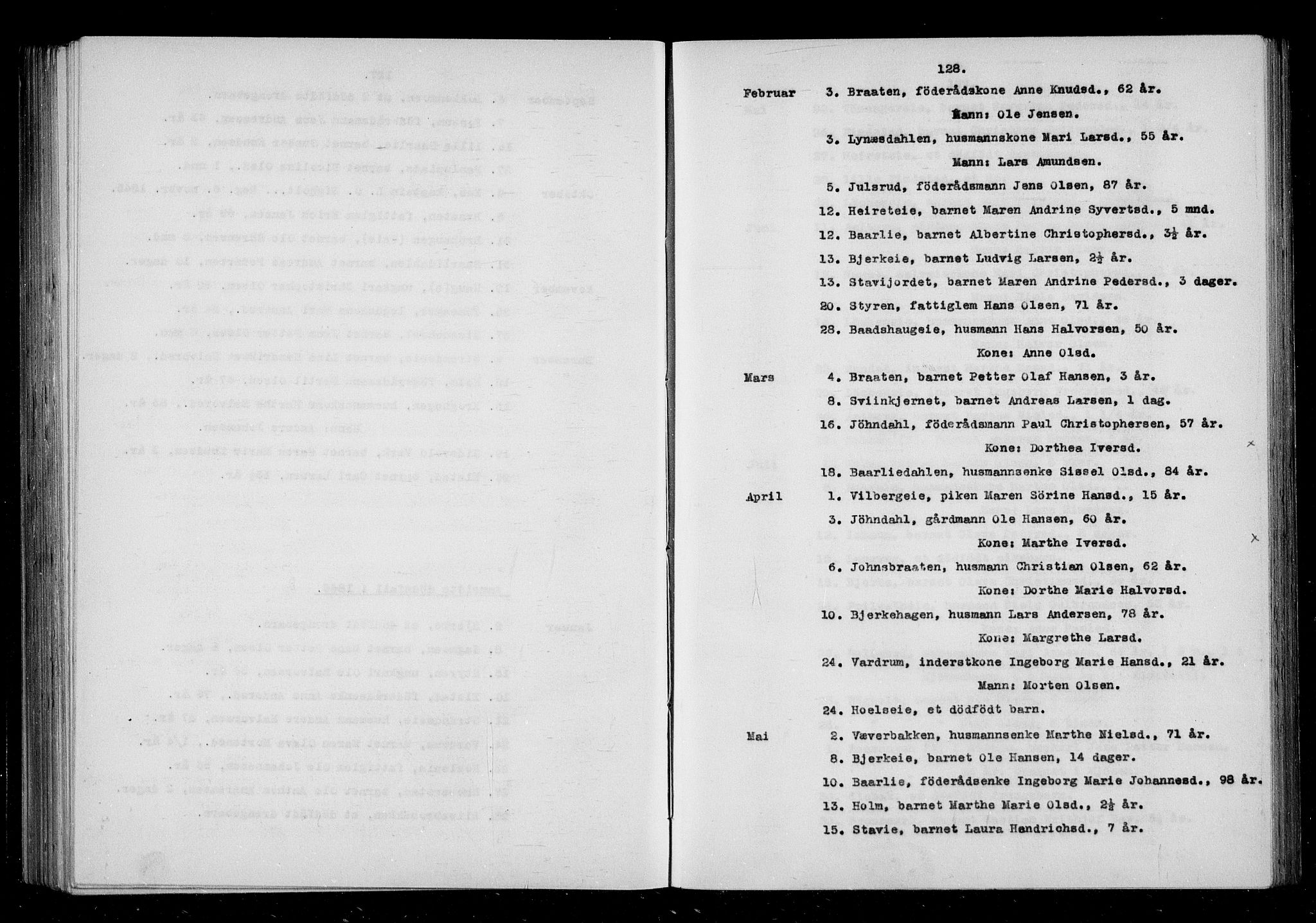 Eidsvoll tingrett, SAO/A-10371/H/Ha/Haa/L0001: Dødsmeldingsprotokoll - Eidsvoll lensmannsdistrikt, 1815-1865, p. 128