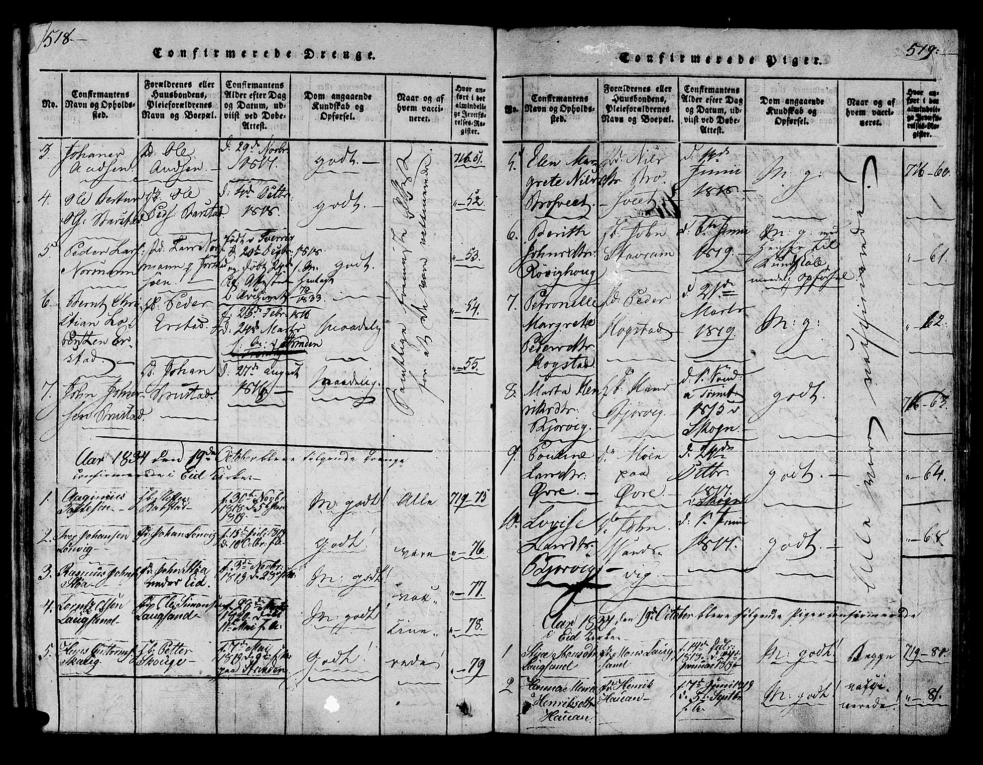 Ministerialprotokoller, klokkerbøker og fødselsregistre - Nord-Trøndelag, AV/SAT-A-1458/722/L0217: Parish register (official) no. 722A04, 1817-1842, p. 518-519