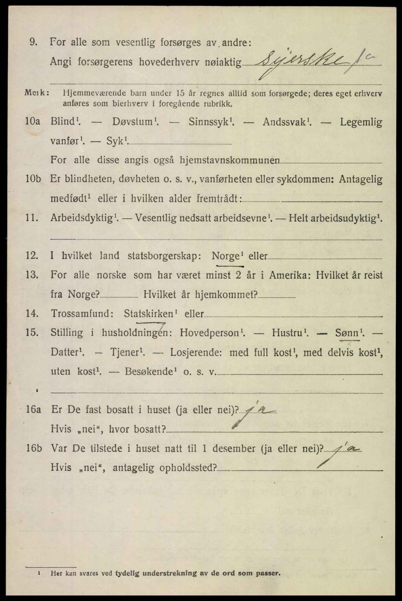 SAK, 1920 census for Gjerstad, 1920, p. 1372