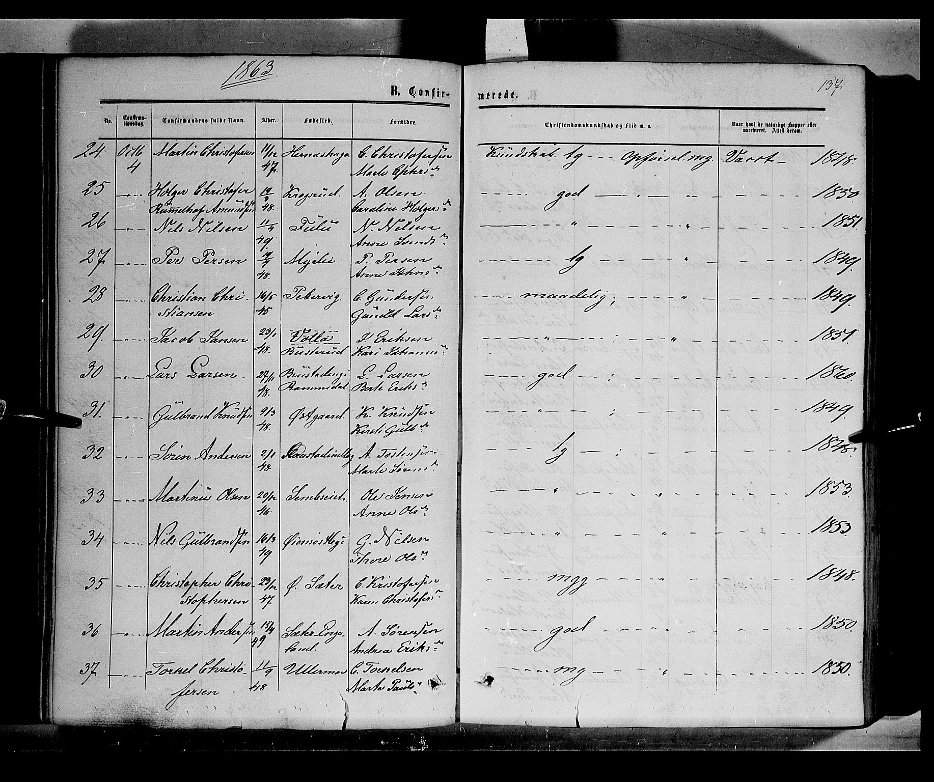 Sør-Odal prestekontor, AV/SAH-PREST-030/H/Ha/Haa/L0002: Parish register (official) no. 2, 1859-1863, p. 137