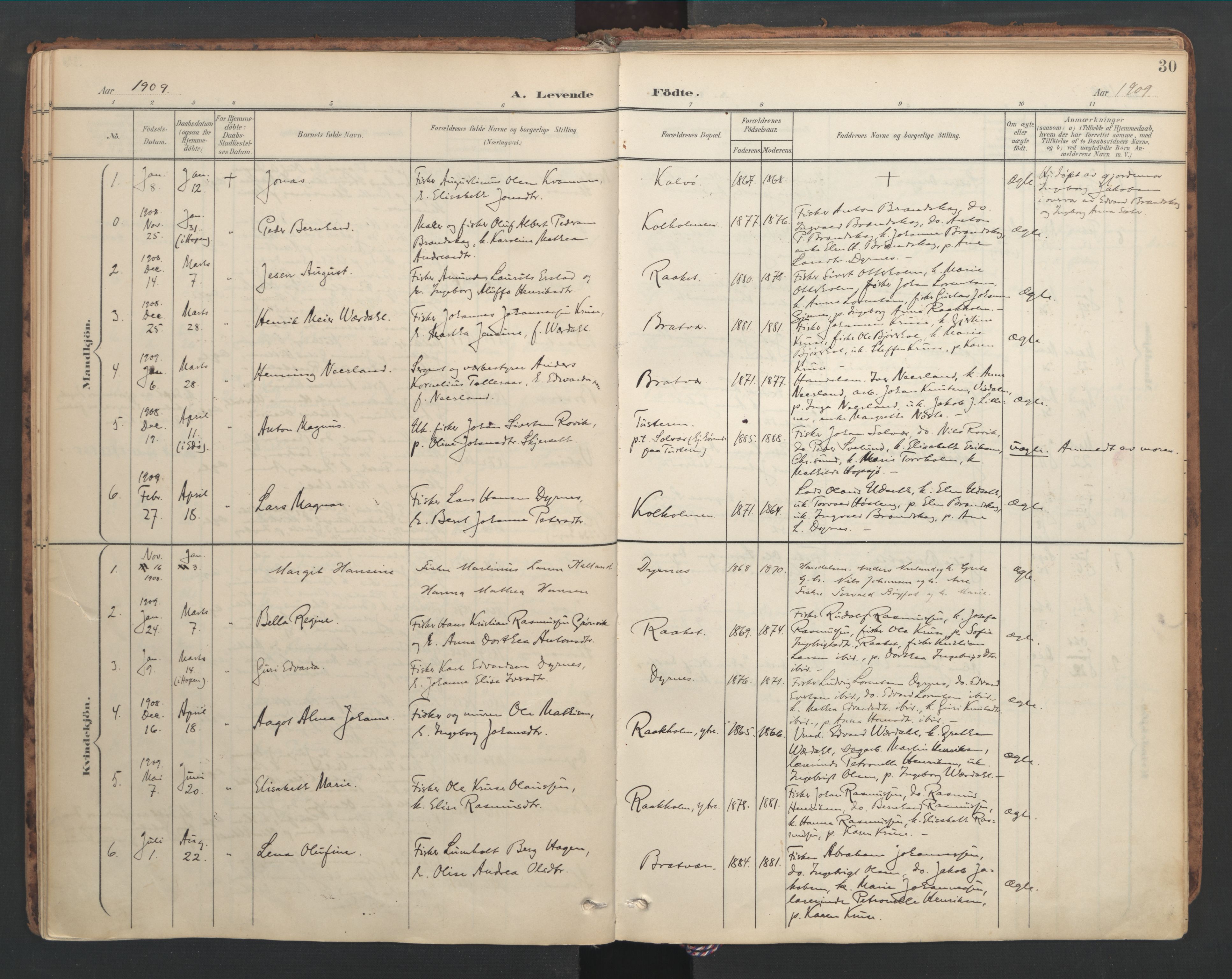 Ministerialprotokoller, klokkerbøker og fødselsregistre - Møre og Romsdal, SAT/A-1454/582/L0948: Parish register (official) no. 582A02, 1901-1922, p. 30