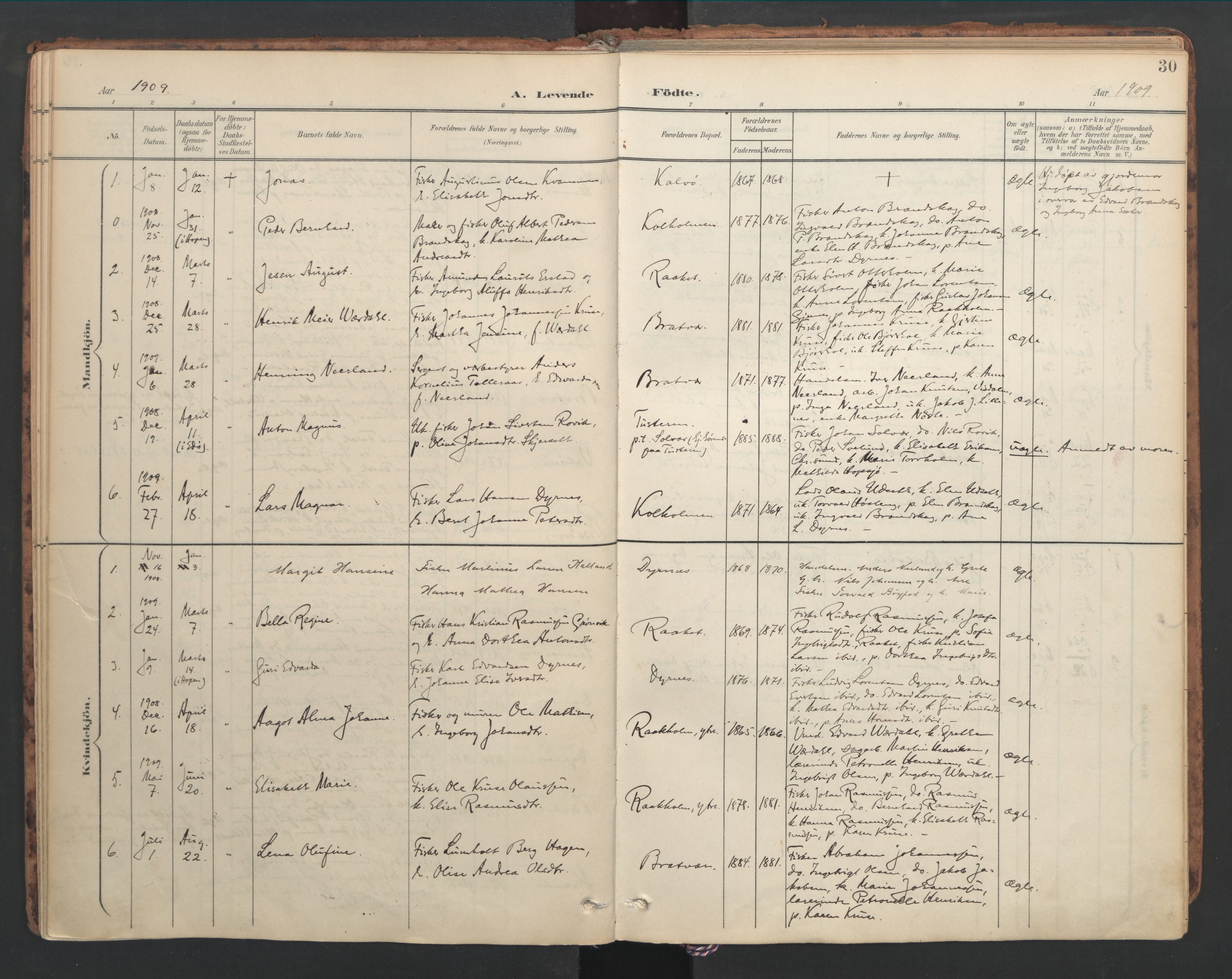 Ministerialprotokoller, klokkerbøker og fødselsregistre - Møre og Romsdal, AV/SAT-A-1454/582/L0948: Parish register (official) no. 582A02, 1901-1922, p. 30