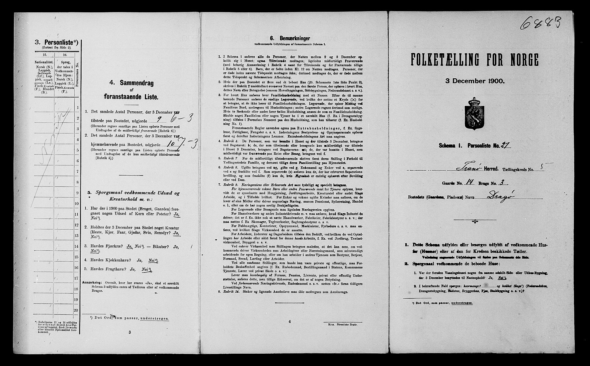 SATØ, 1900 census for Tranøy, 1900, p. 20