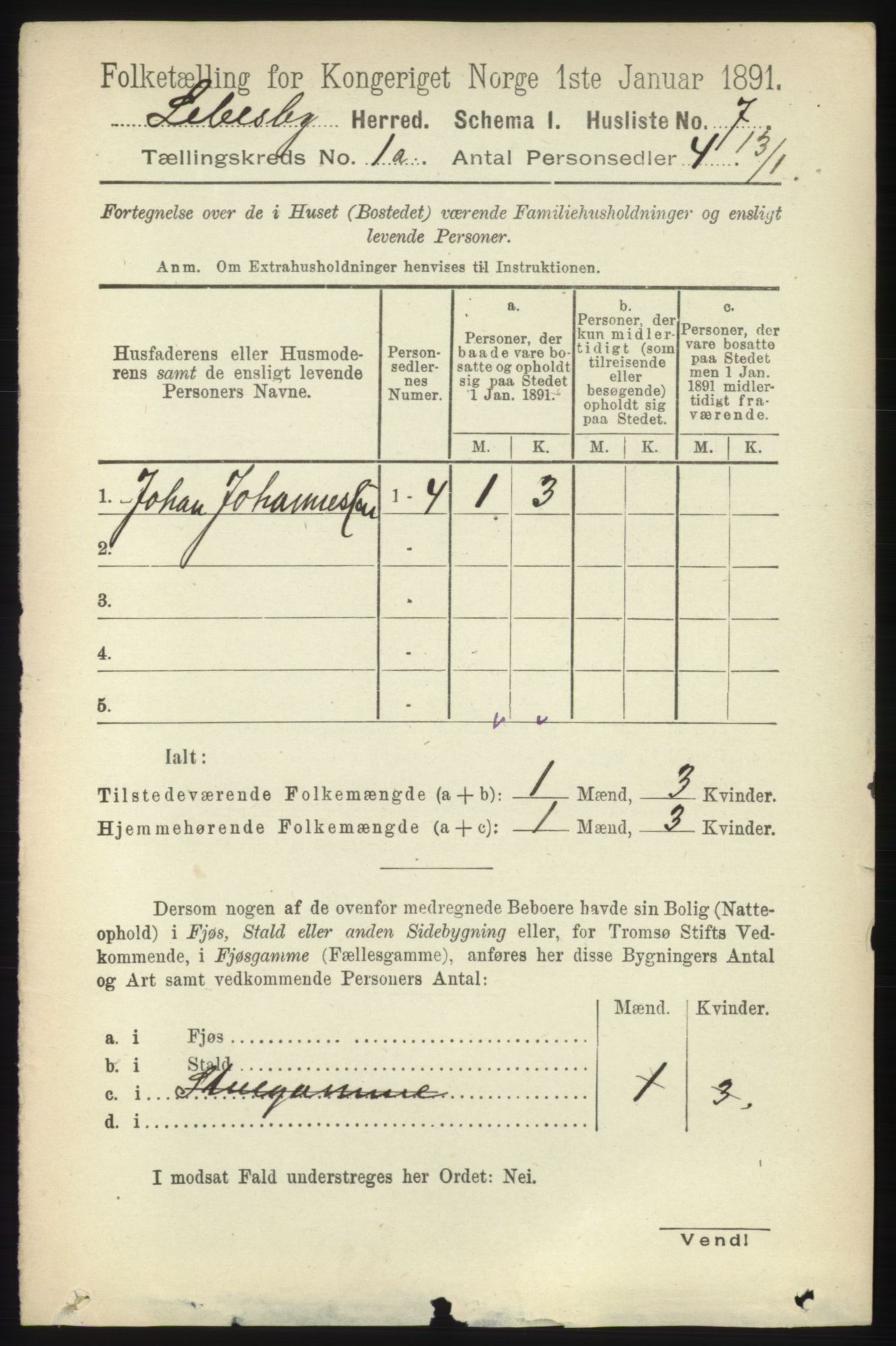 RA, 1891 census for 2022 Lebesby, 1891, p. 28