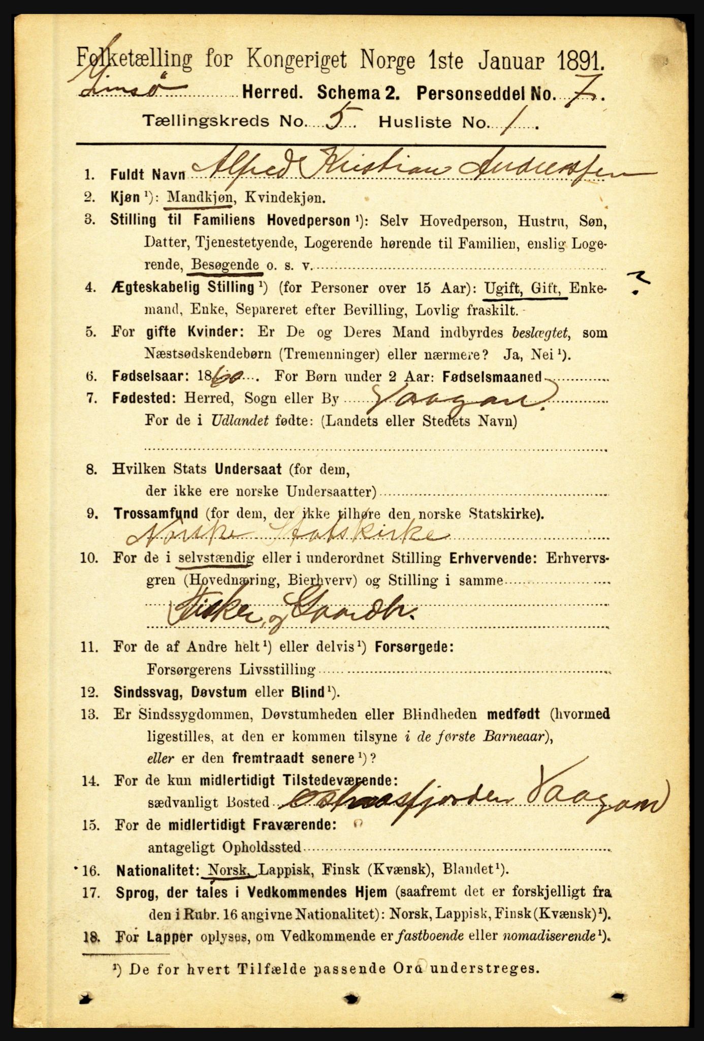 RA, 1891 census for 1864 Gimsøy, 1891, p. 833