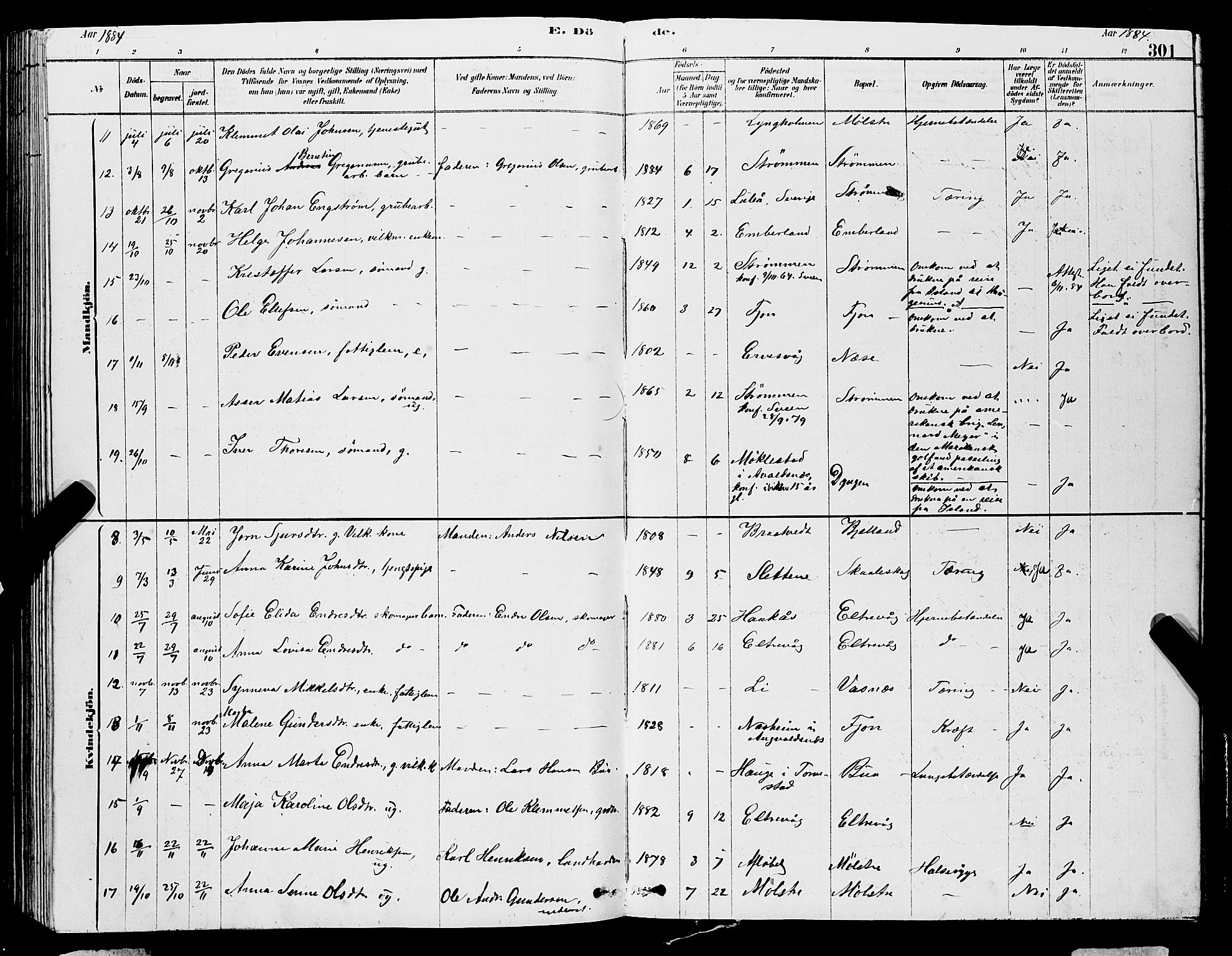 Sveio Sokneprestembete, SAB/A-78501/H/Hab: Parish register (copy) no. A 3, 1878-1896, p. 301