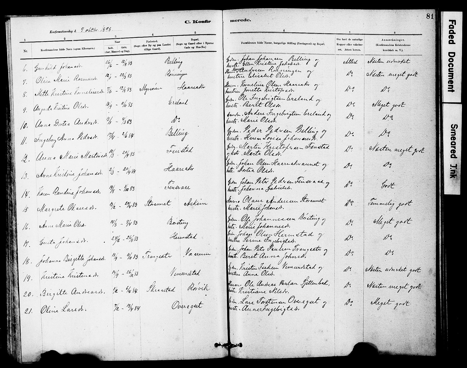 Ministerialprotokoller, klokkerbøker og fødselsregistre - Sør-Trøndelag, AV/SAT-A-1456/646/L0628: Parish register (copy) no. 646C01, 1880-1903, p. 81