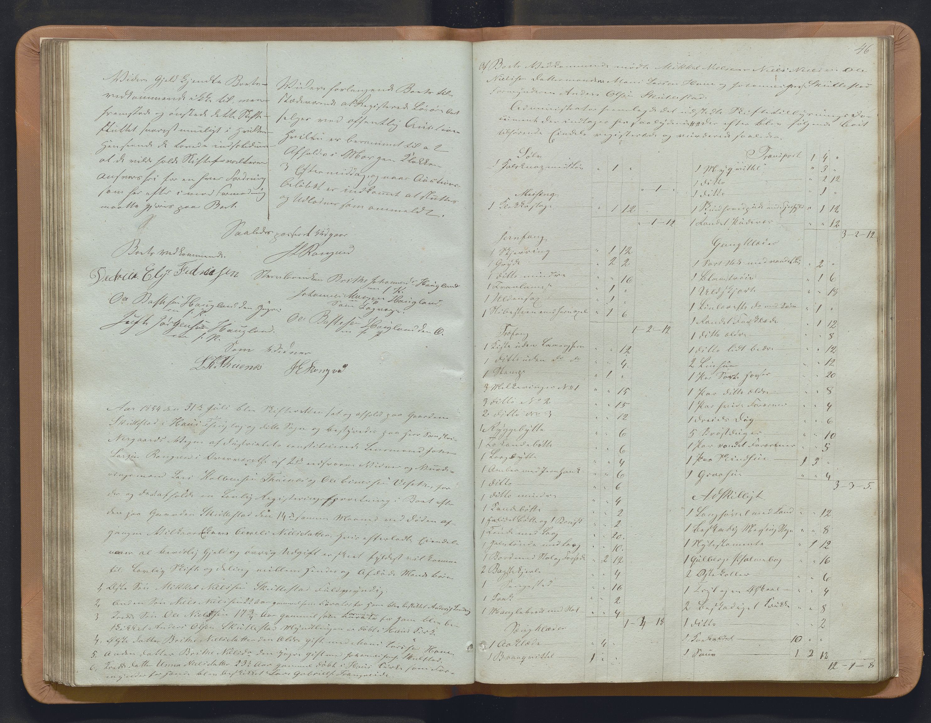 Nordhordland sorenskrivar, AV/SAB-A-2901/1/H/Hb/L0008: Registreringsprotokollar, 1853-1855, p. 46