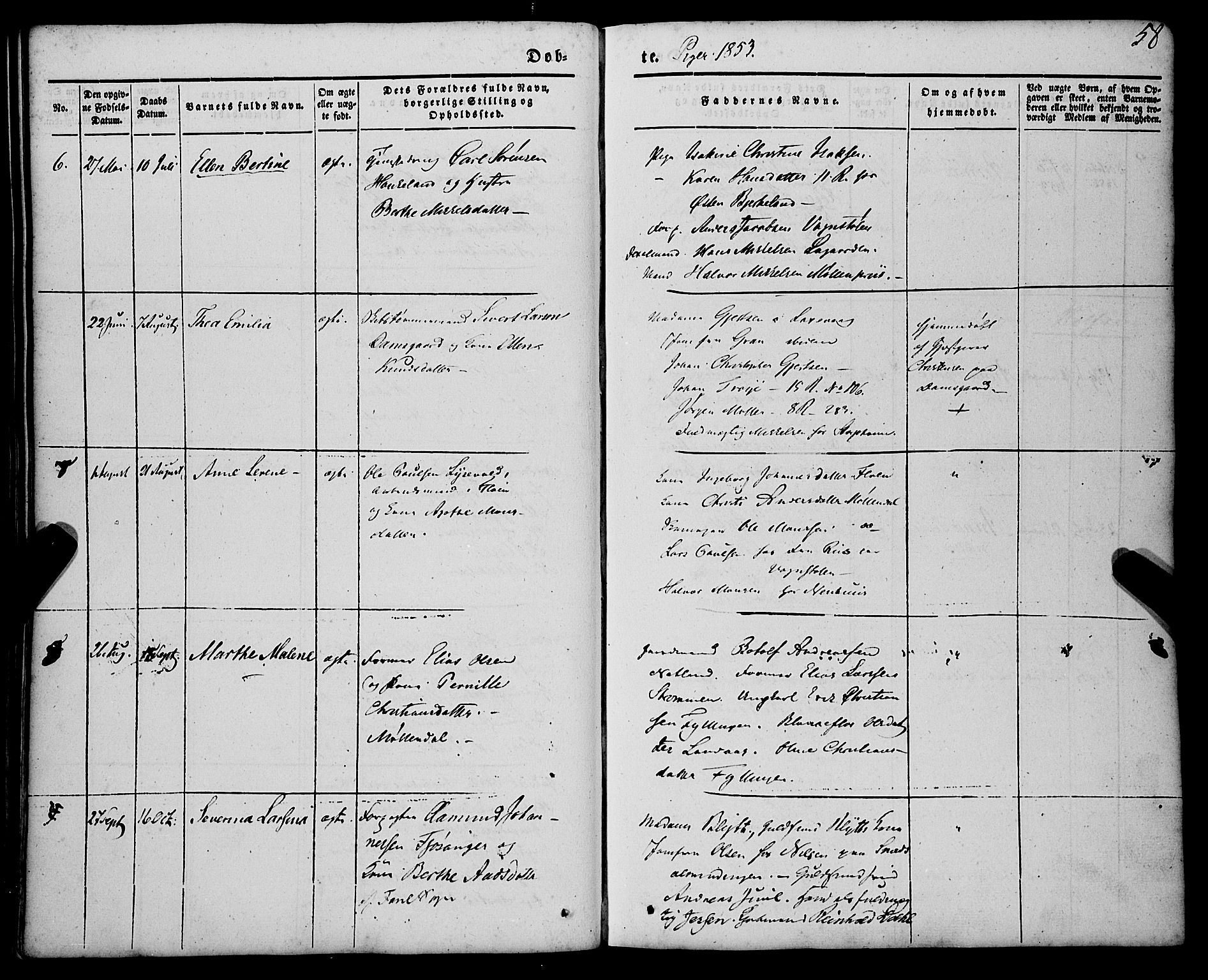 St. Jørgens hospital og Årstad sokneprestembete, AV/SAB-A-99934: Parish register (official) no. A 4, 1844-1863, p. 58