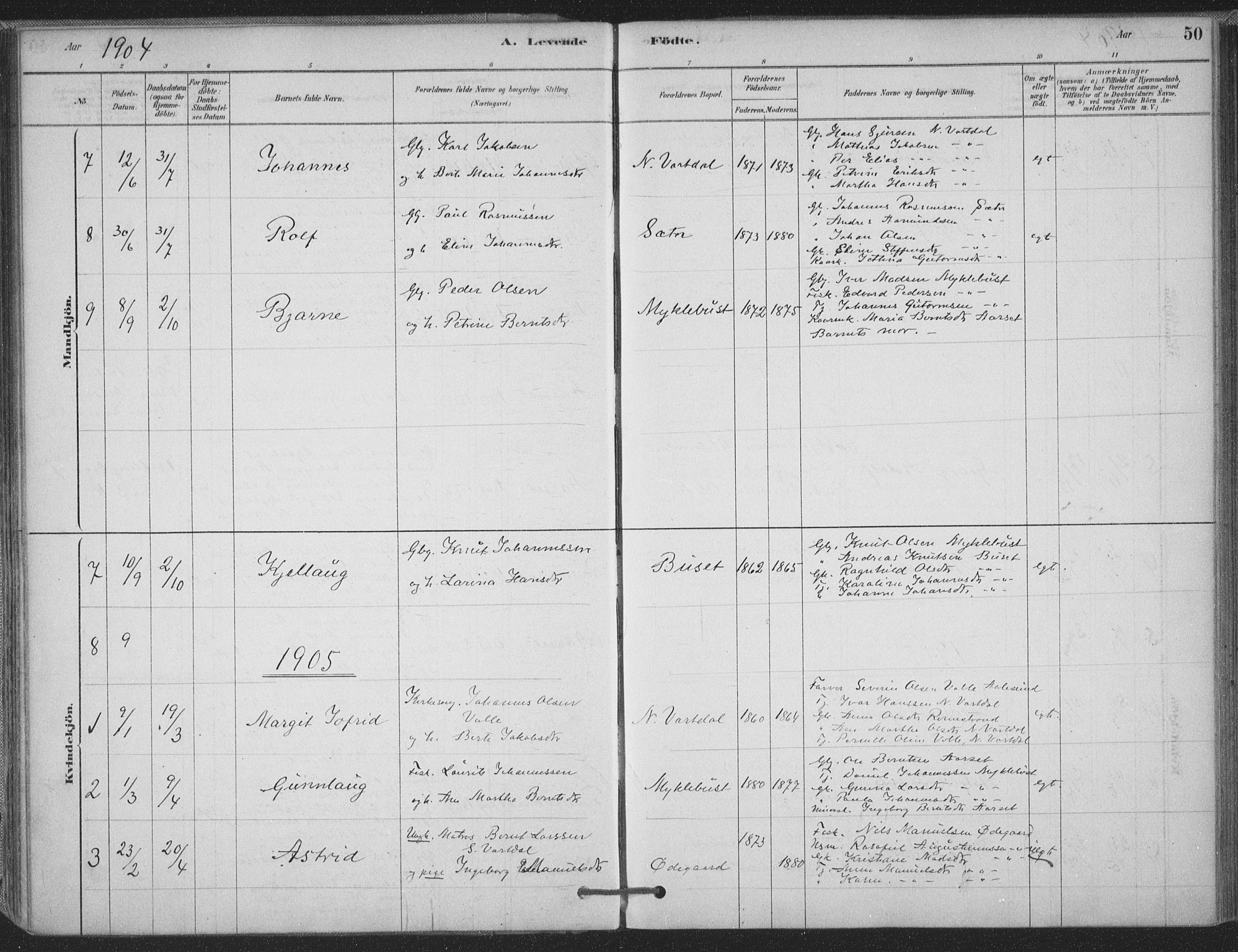 Ministerialprotokoller, klokkerbøker og fødselsregistre - Møre og Romsdal, AV/SAT-A-1454/514/L0199: Parish register (official) no. 514A01, 1878-1912, p. 50