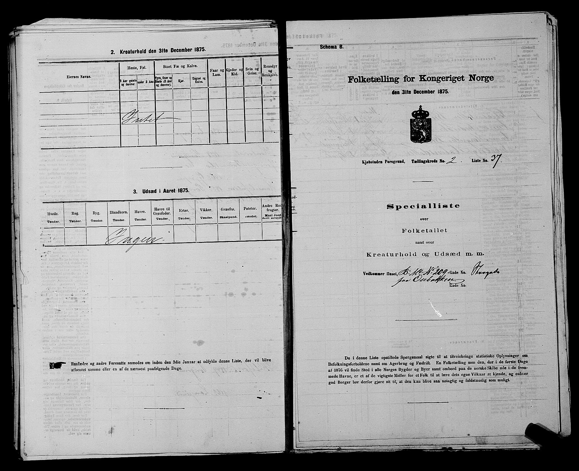 SAKO, 1875 census for 0805P Porsgrunn, 1875, p. 107