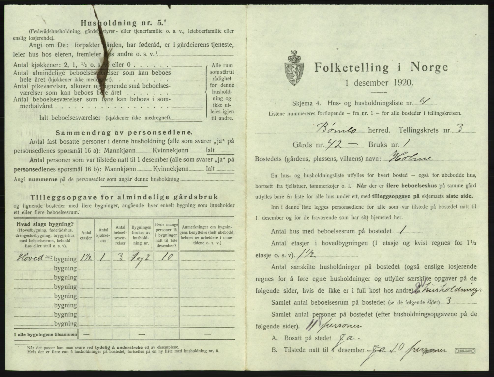 SAB, 1920 census for Bømlo, 1920, p. 364