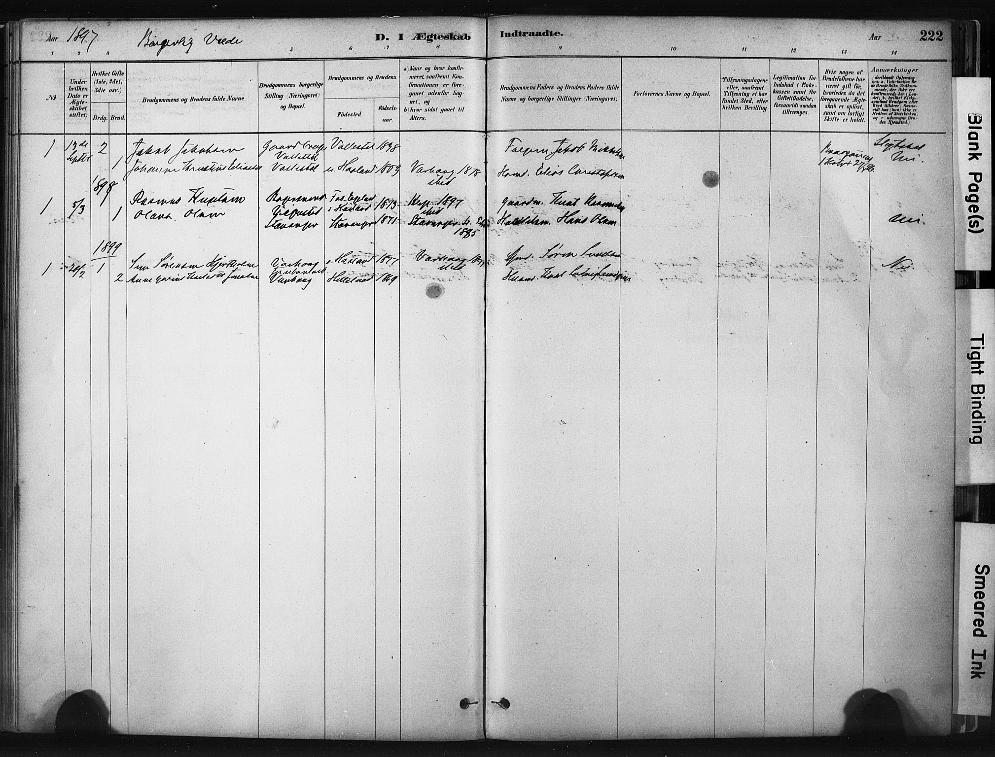 Hå sokneprestkontor, AV/SAST-A-101801/001/30BA/L0011: Parish register (official) no. A 10, 1879-1900, p. 222