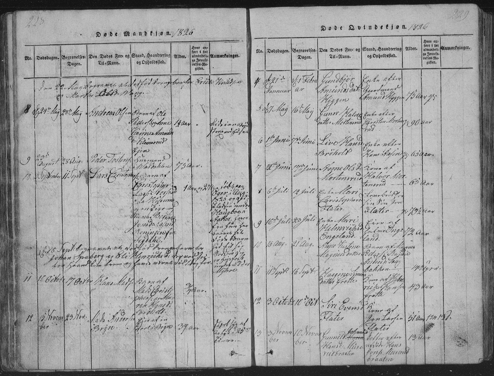 Røyken kirkebøker, SAKO/A-241/G/Ga/L0003: Parish register (copy) no. 3, 1814-1856, p. 228-229