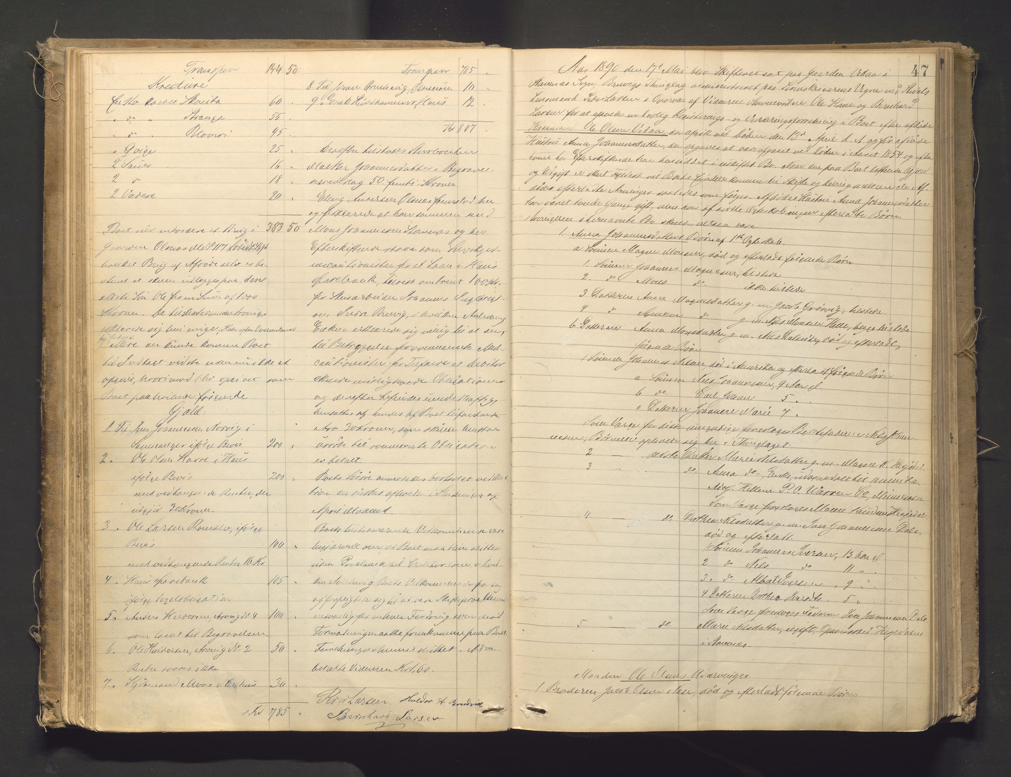 Lensmannen i Bruvik, SAB/A-31301/0006/L0003: Registreringsprotokoll, 1884-1911, p. 46b-47a