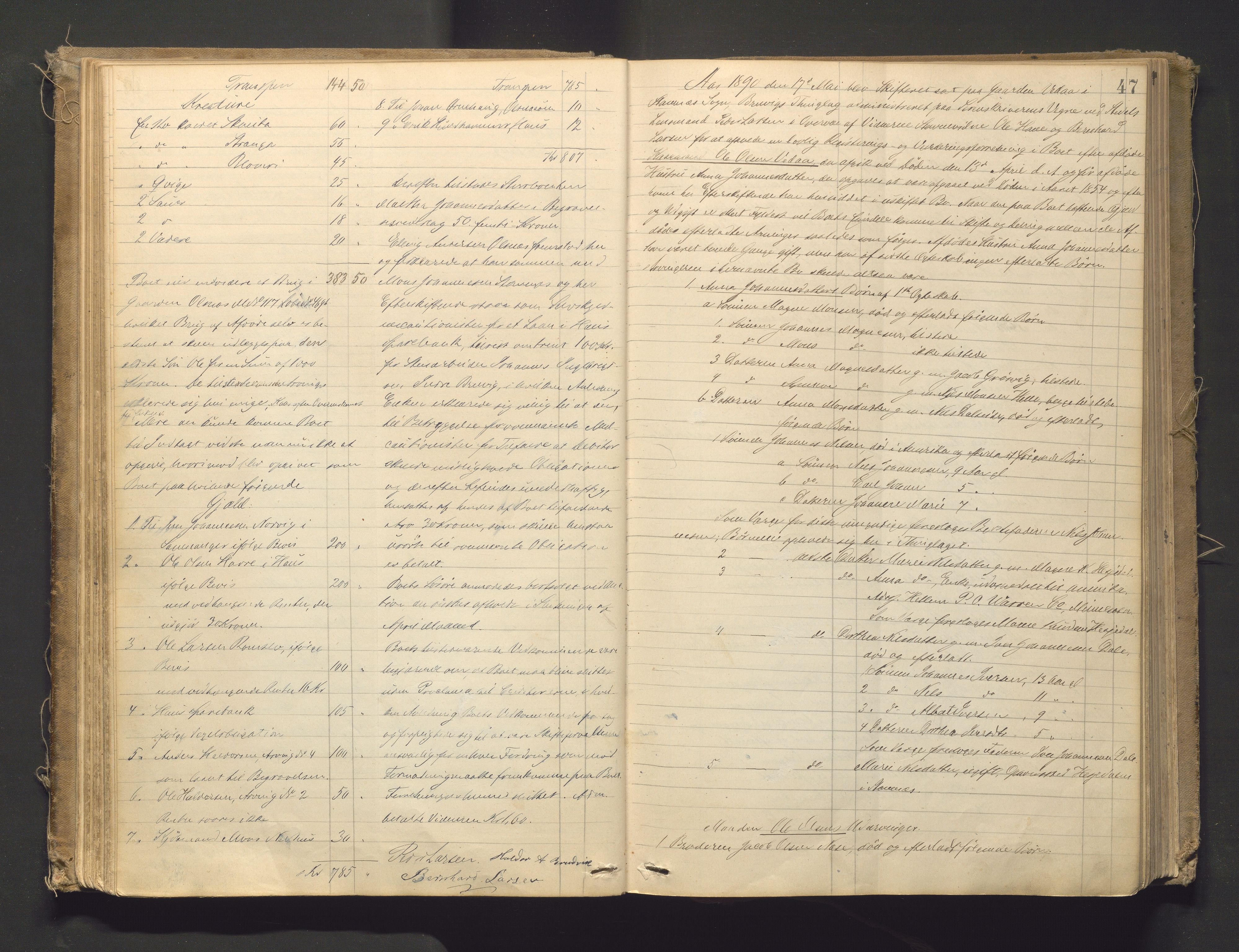 Lensmannen i Bruvik, AV/SAB-A-31301/0006/L0003: Registreringsprotokoll, 1884-1911, p. 46b-47a