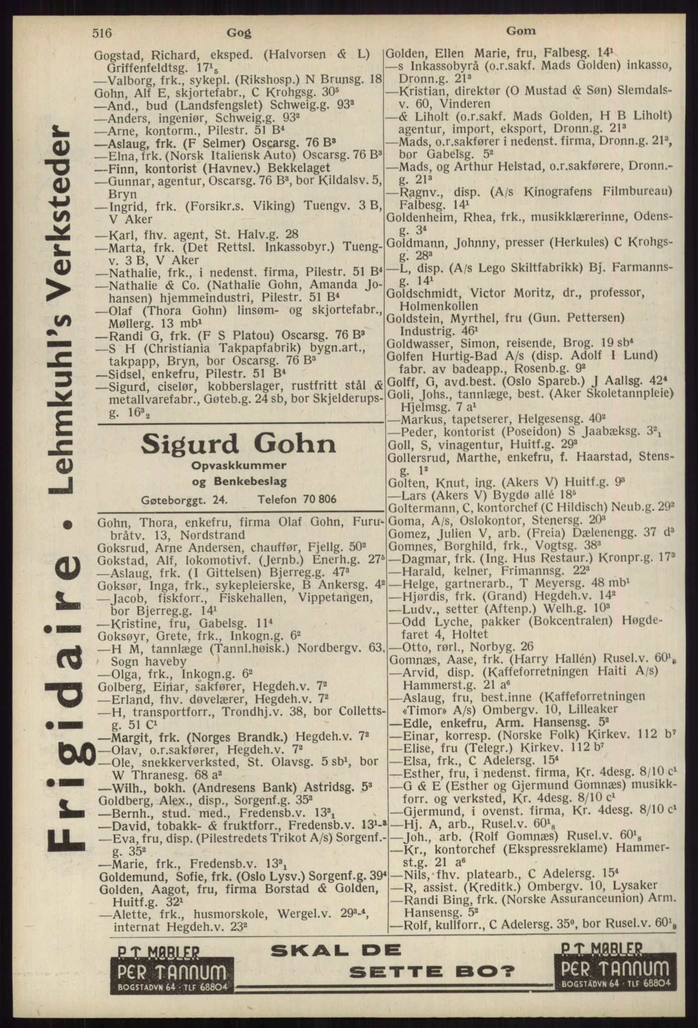 Kristiania/Oslo adressebok, PUBL/-, 1939, p. 516