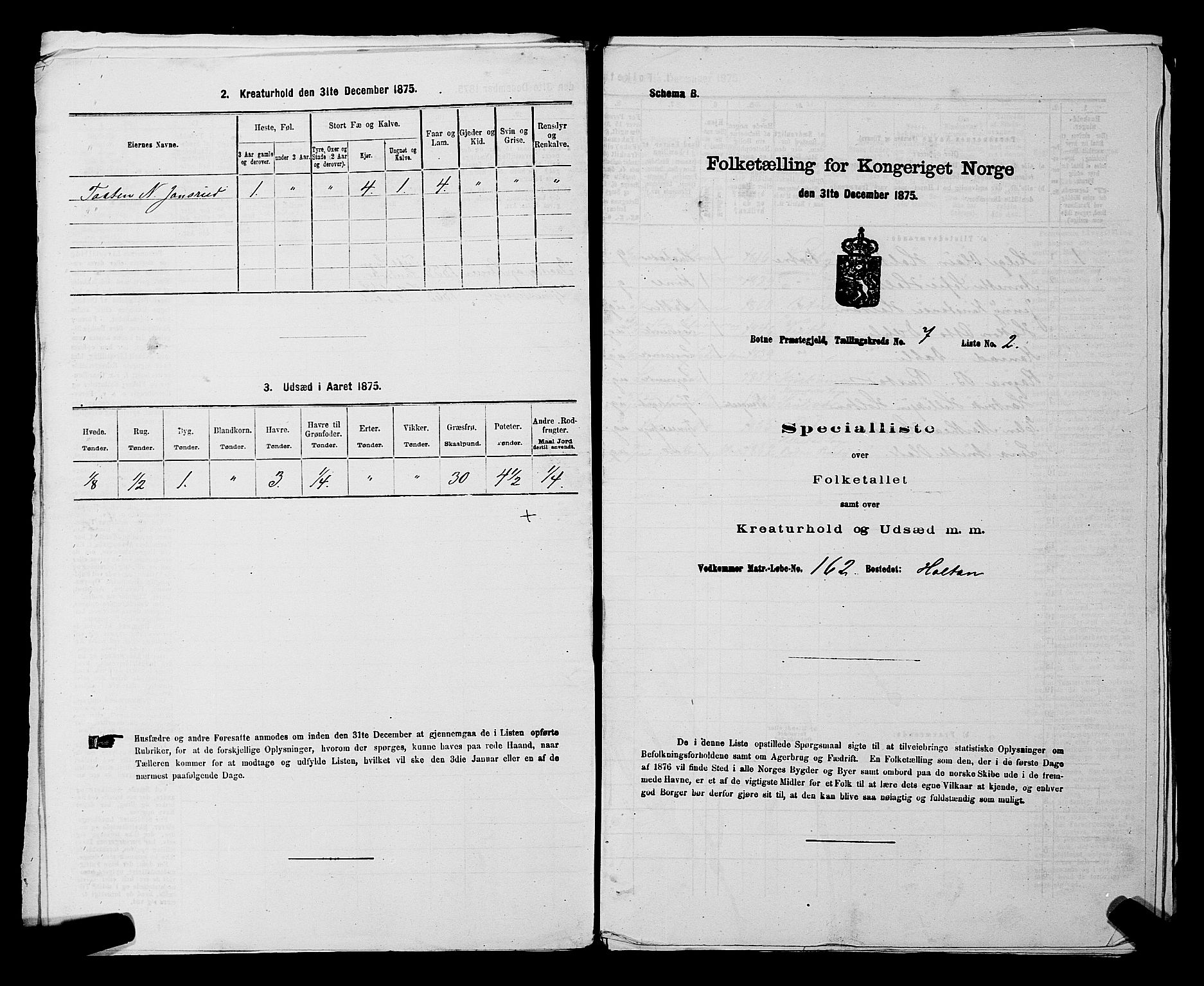 SAKO, 1875 census for 0715P Botne, 1875, p. 586