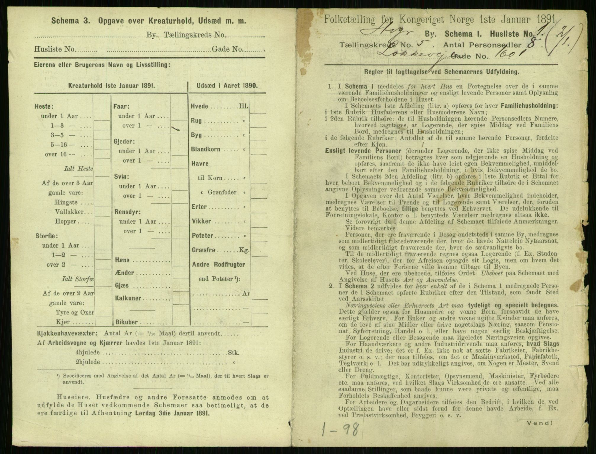 RA, 1891 census for 1103 Stavanger, 1891, p. 883