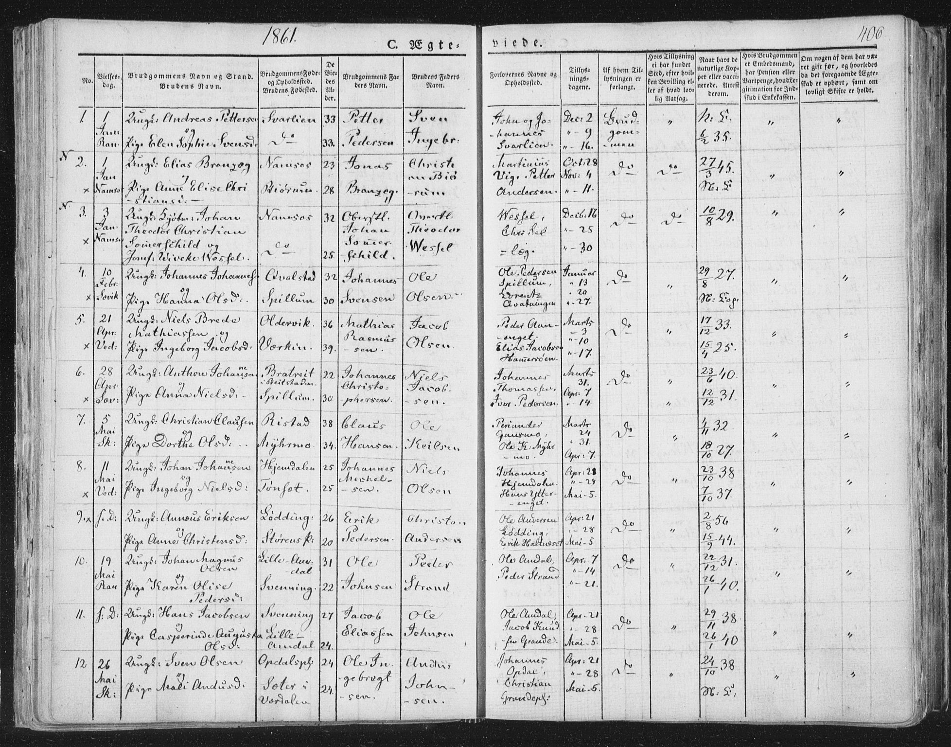 Ministerialprotokoller, klokkerbøker og fødselsregistre - Nord-Trøndelag, SAT/A-1458/764/L0552: Parish register (official) no. 764A07b, 1824-1865, p. 406