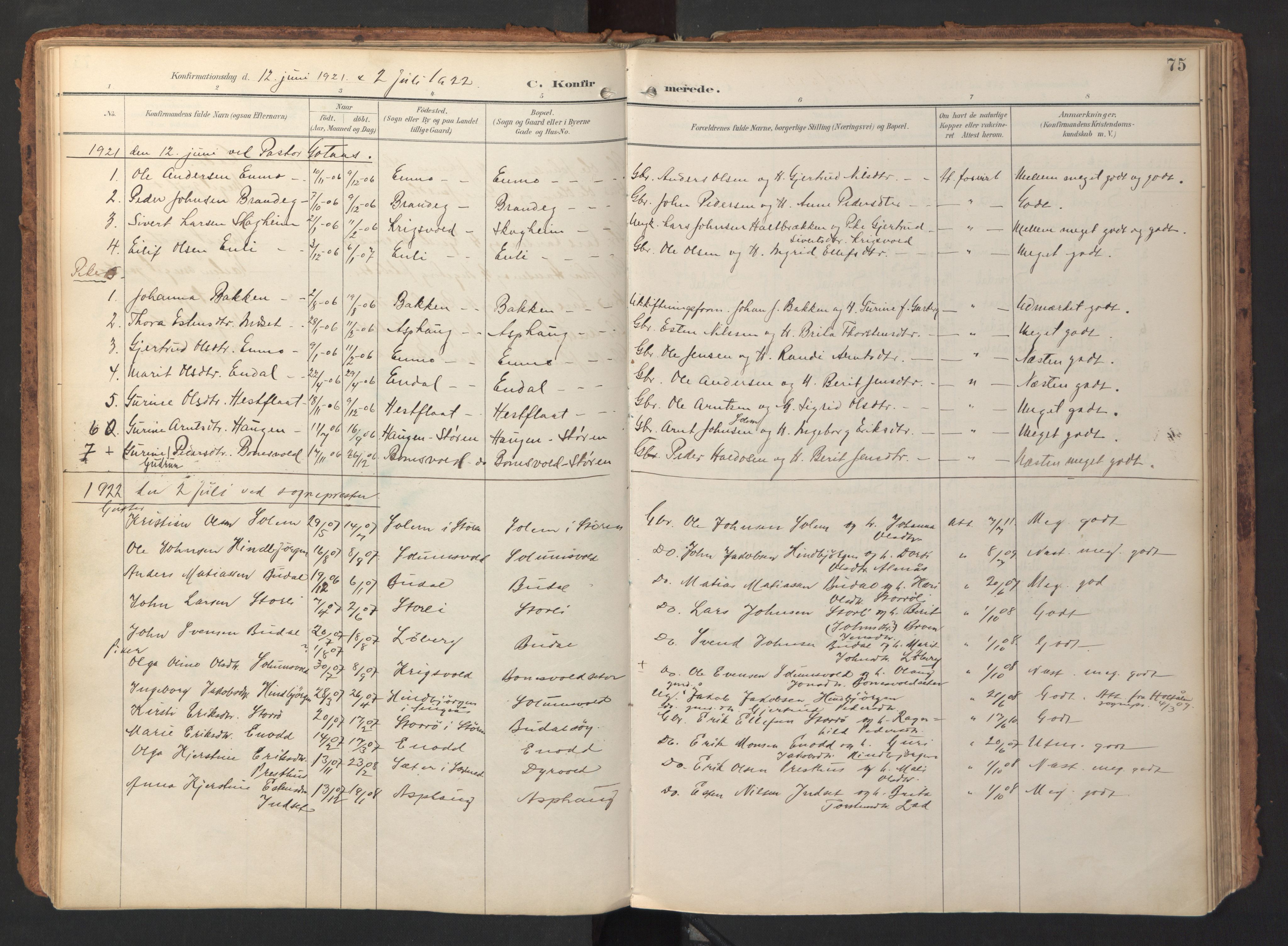 Ministerialprotokoller, klokkerbøker og fødselsregistre - Sør-Trøndelag, SAT/A-1456/690/L1050: Parish register (official) no. 690A01, 1889-1929, p. 75