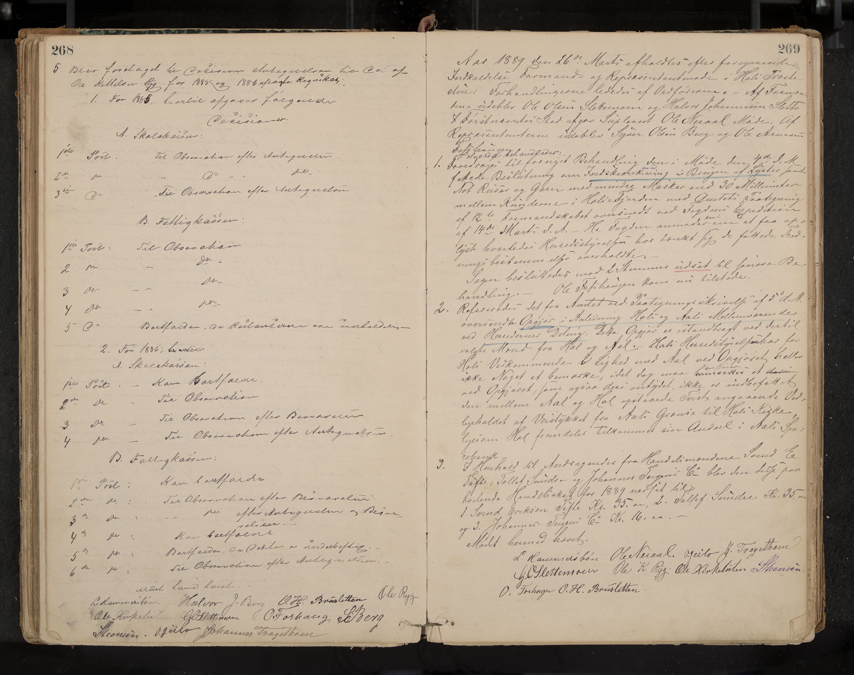 Hol formannskap og sentraladministrasjon, IKAK/0620021-1/A/L0001: Møtebok, 1877-1893, p. 268-269