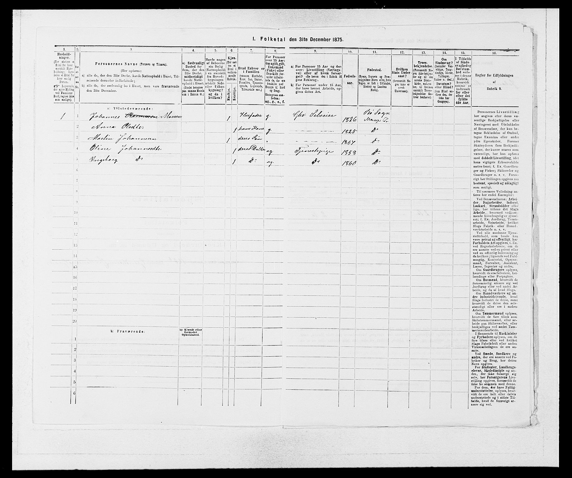 SAB, 1875 census for 1261P Manger, 1875, p. 620