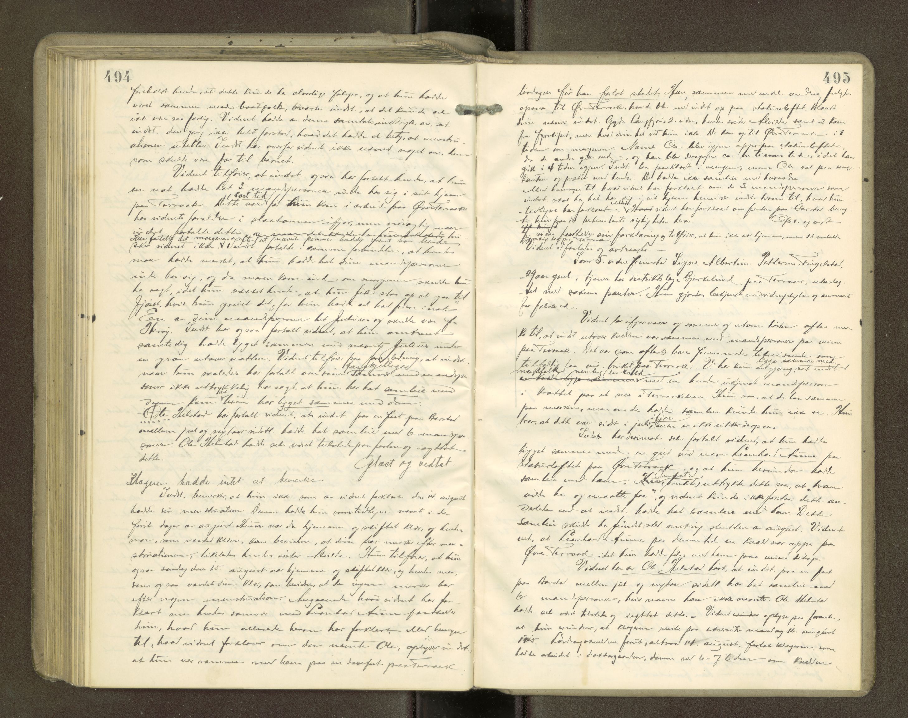 Søndre Helgeland sorenskriveri, AV/SAT-A-4575/1/1/1B/1Bb/L0007: Ekstrarettsprotokoll, 1912-1917, p. 494-495