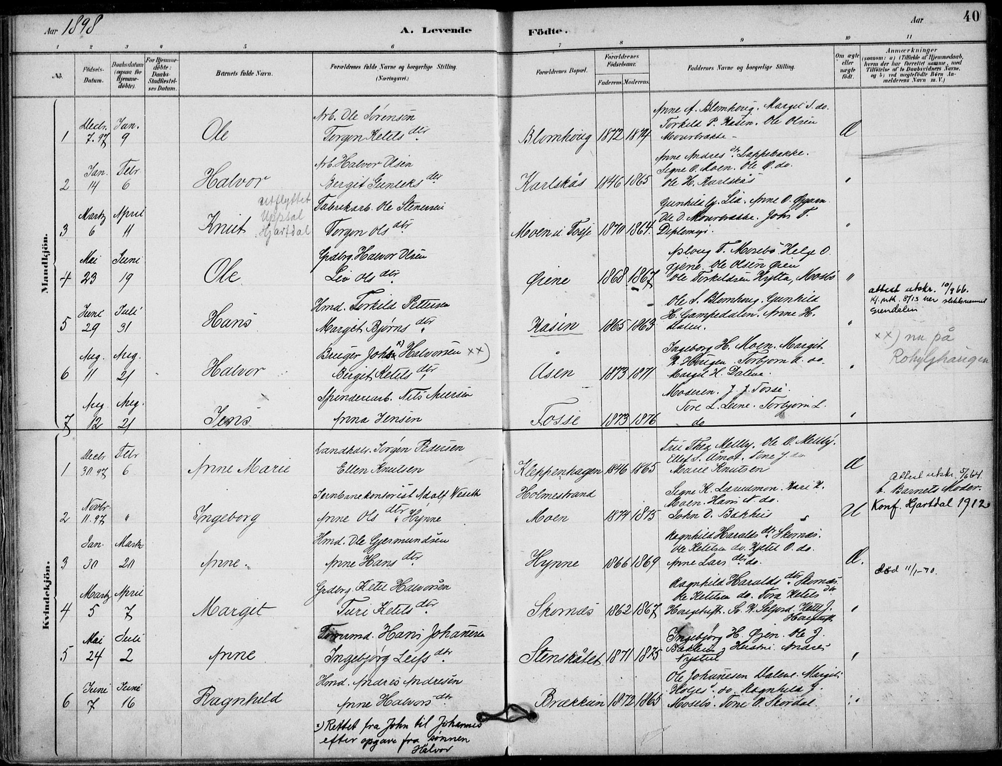 Hjartdal kirkebøker, SAKO/A-270/F/Fb/L0002: Parish register (official) no. II 2, 1880-1932, p. 40