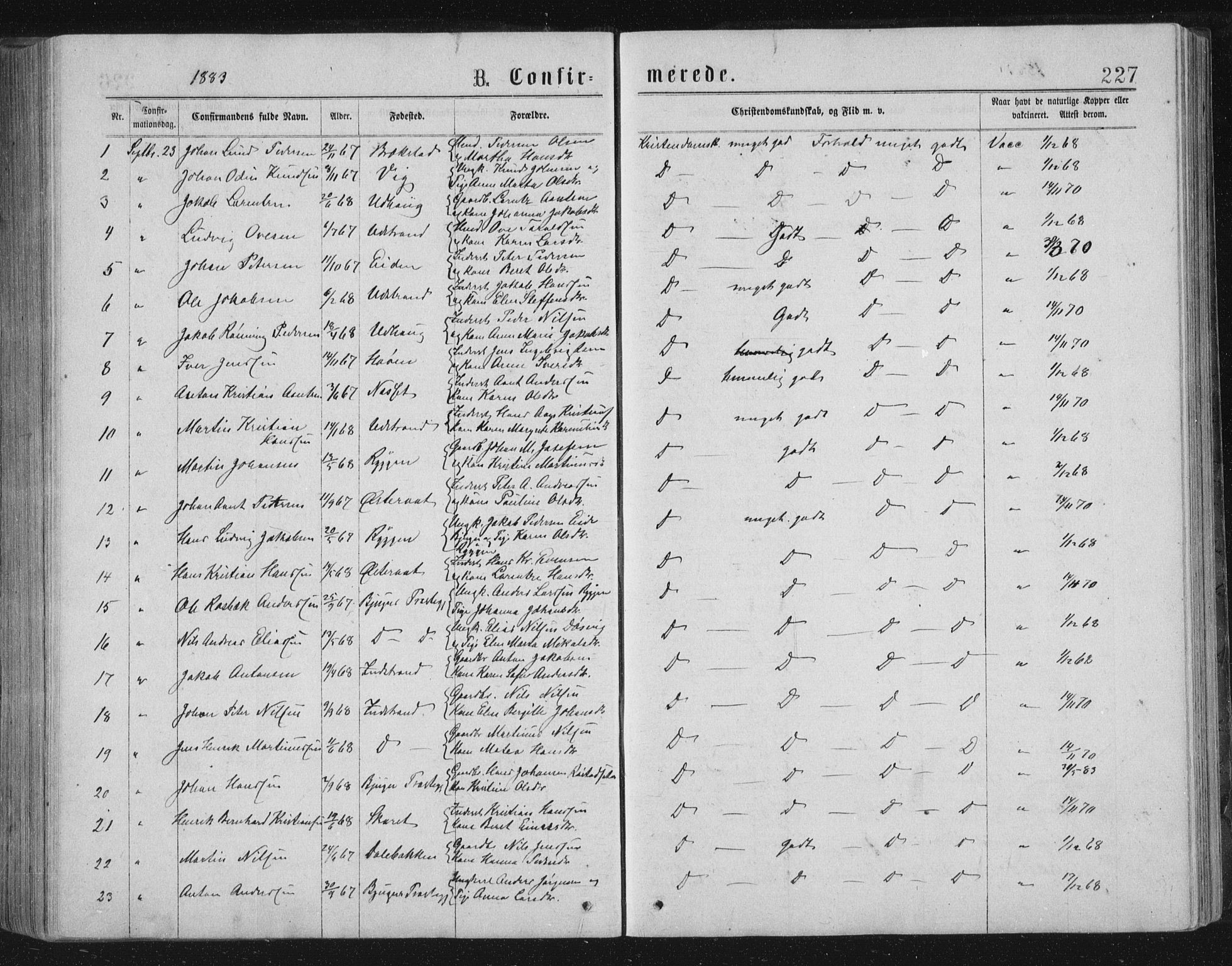 Ministerialprotokoller, klokkerbøker og fødselsregistre - Sør-Trøndelag, SAT/A-1456/659/L0745: Parish register (copy) no. 659C02, 1869-1892, p. 227
