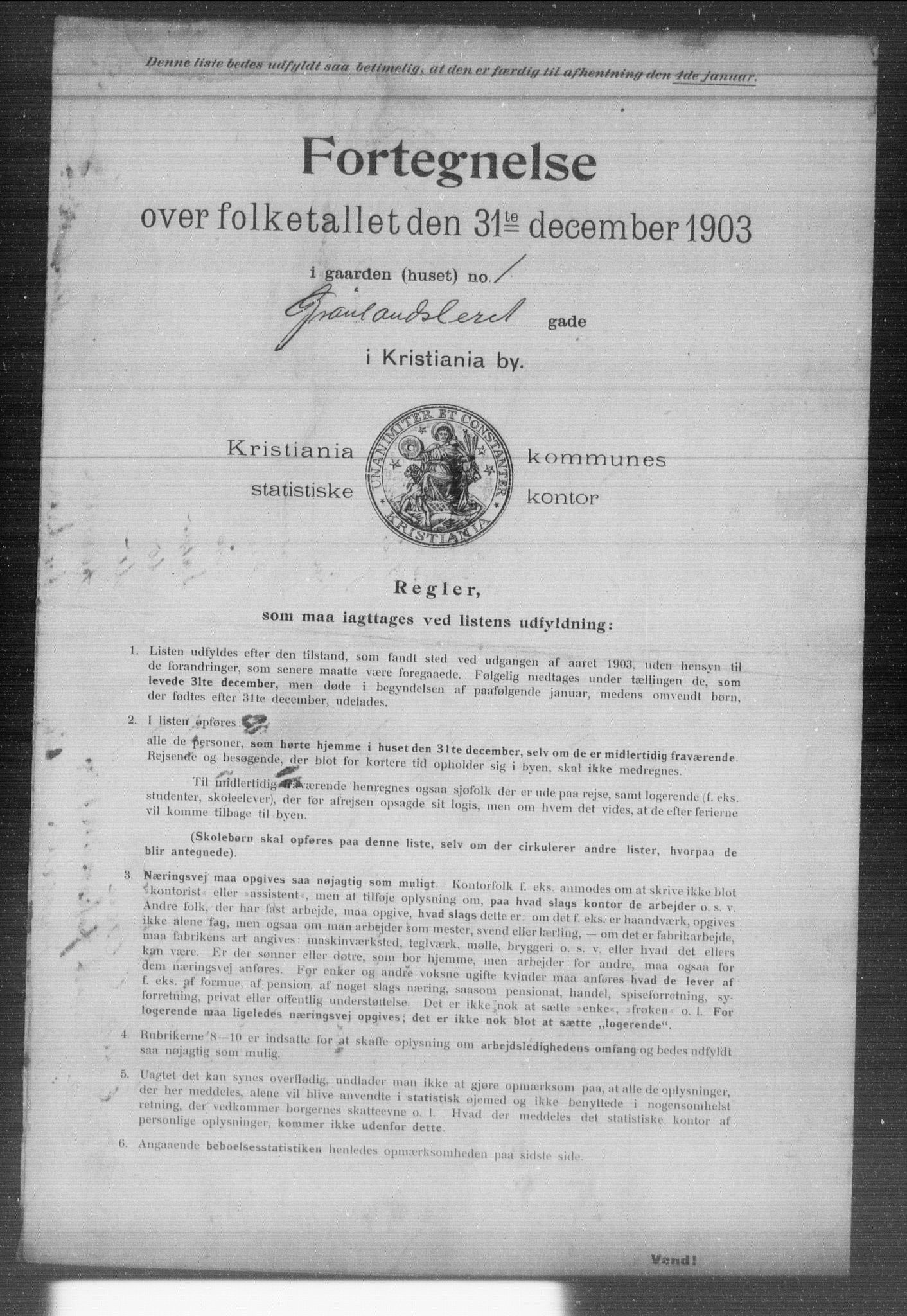 OBA, Municipal Census 1903 for Kristiania, 1903, p. 6436