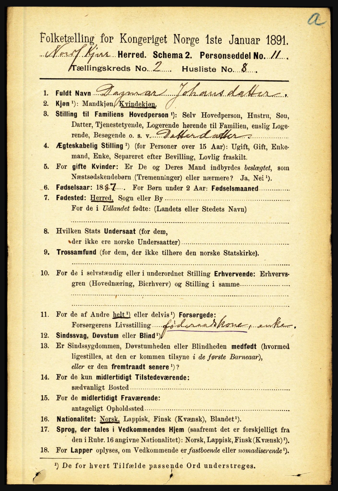 RA, 1891 census for 1846 Nordfold-Kjerringøy, 1891, p. 489