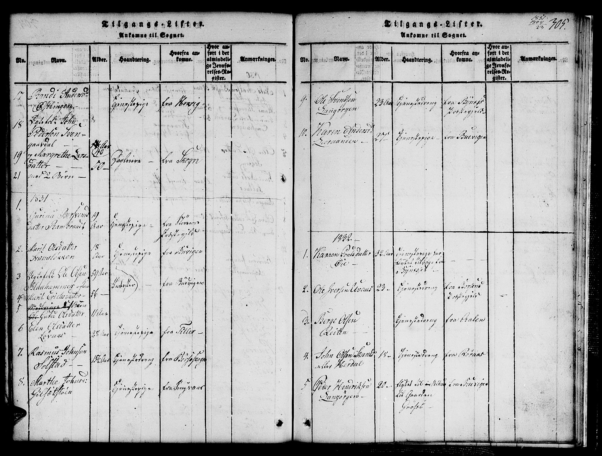 Ministerialprotokoller, klokkerbøker og fødselsregistre - Sør-Trøndelag, SAT/A-1456/691/L1092: Parish register (copy) no. 691C03, 1816-1852, p. 305