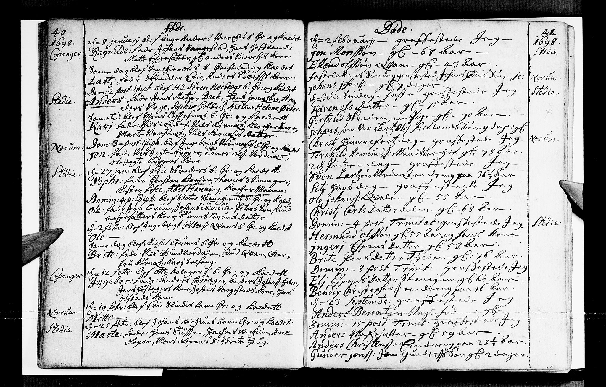 Sogndal sokneprestembete, AV/SAB-A-81301/H/Haa/Haaa/L0001: Parish register (official) no. A 1, 1689-1713, p. 40-41
