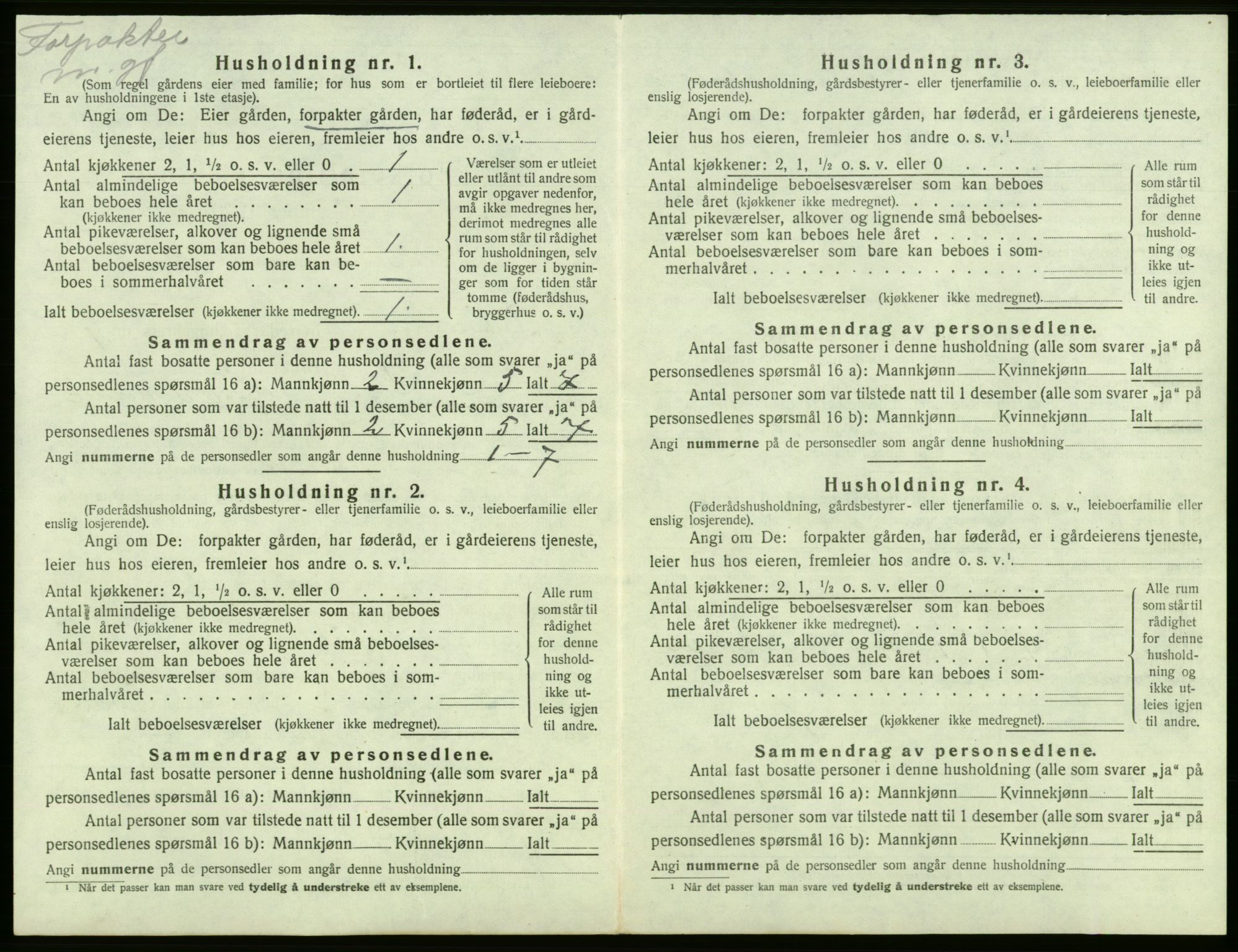 SAB, 1920 census for Tysnes, 1920, p. 821