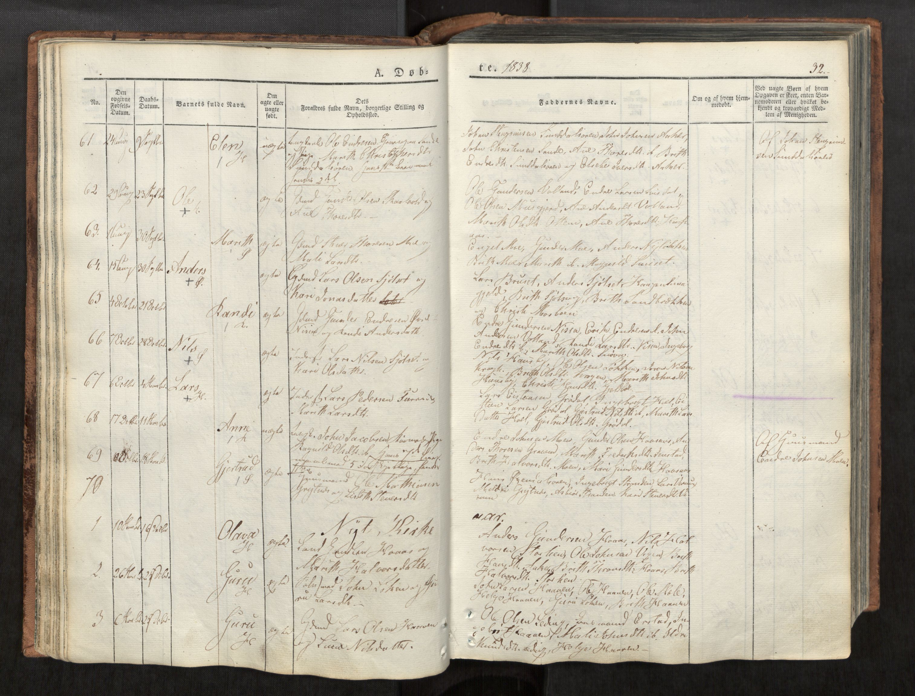 Ministerialprotokoller, klokkerbøker og fødselsregistre - Møre og Romsdal, AV/SAT-A-1454/590/L1012: Parish register (official) no. 590A04, 1832-1846, p. 32