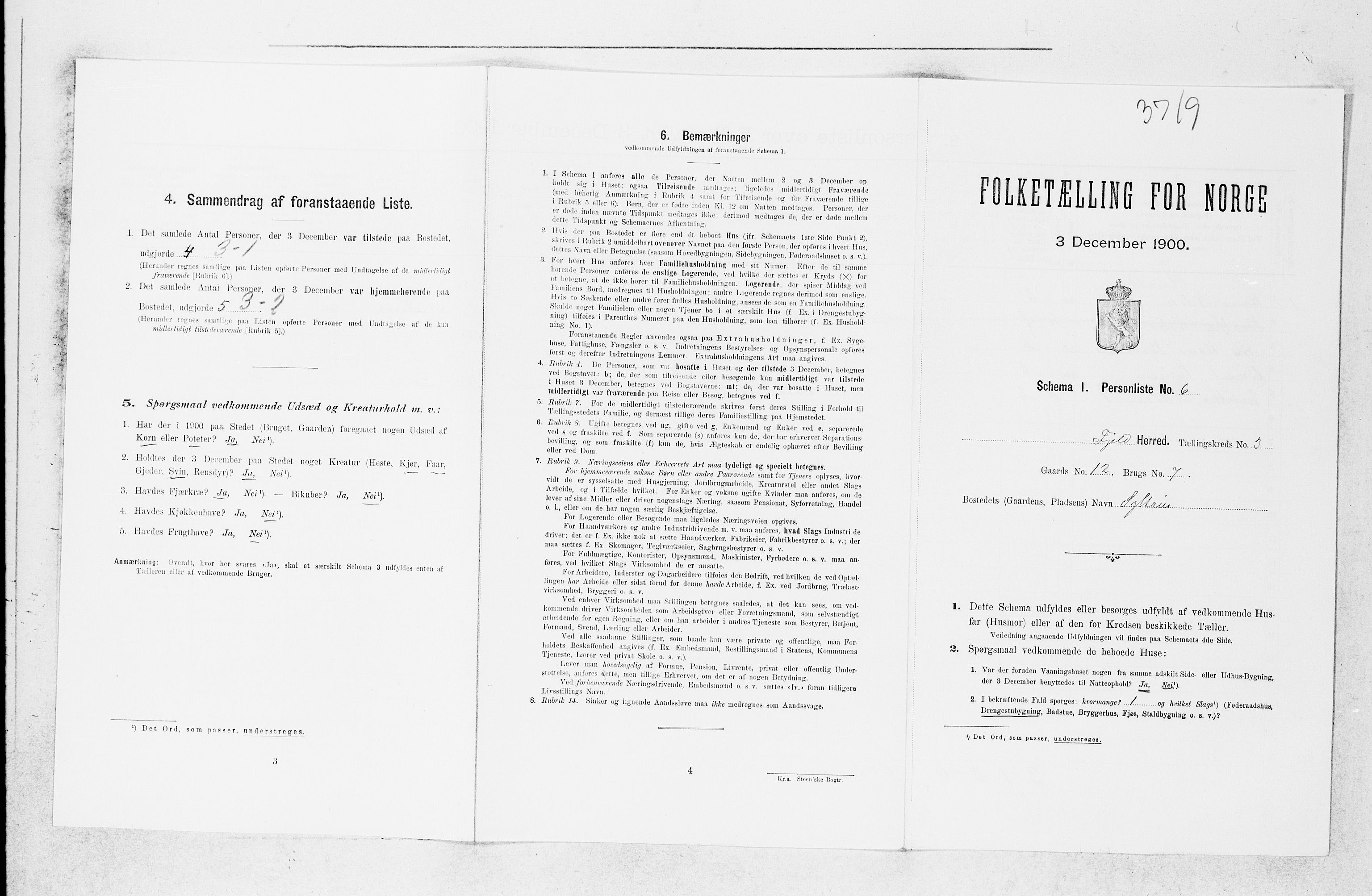 SAB, 1900 census for Fjell, 1900, p. 306