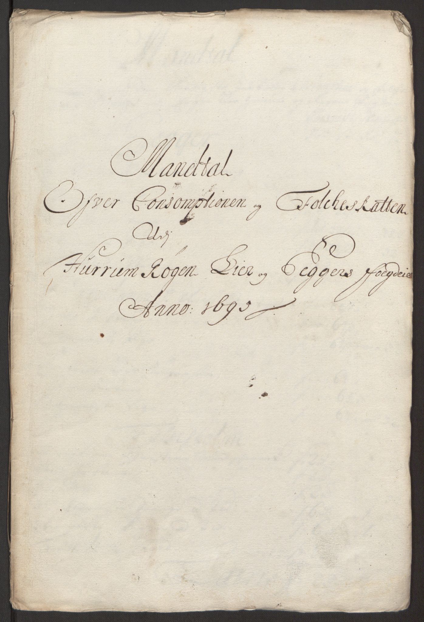 Rentekammeret inntil 1814, Reviderte regnskaper, Fogderegnskap, RA/EA-4092/R30/L1694: Fogderegnskap Hurum, Røyken, Eiker og Lier, 1694-1696, p. 283