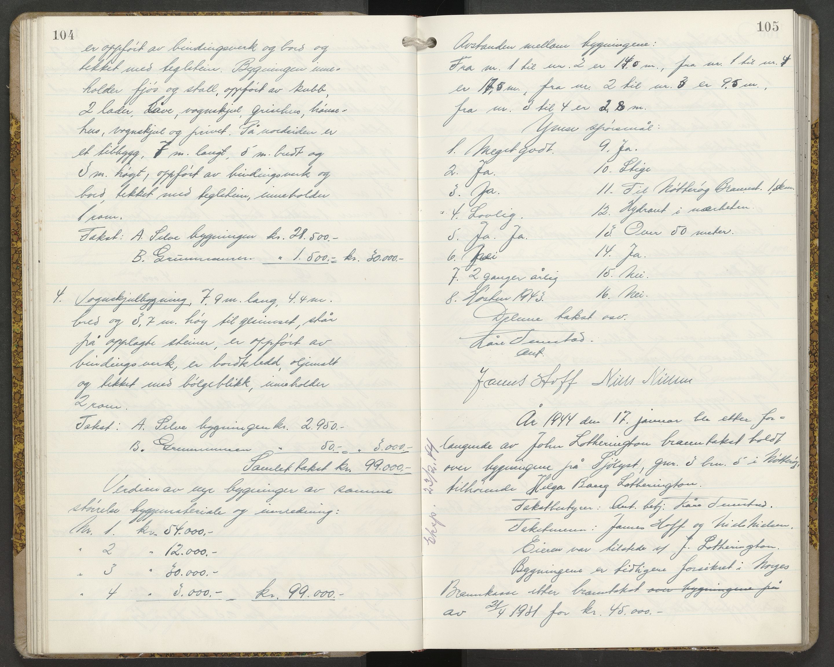 Nøtterøy lensmannskontor, AV/SAKO-A-540/Y/Yg/Yga/L0021: Branntakstprotokoll, 1944, p. 104-105