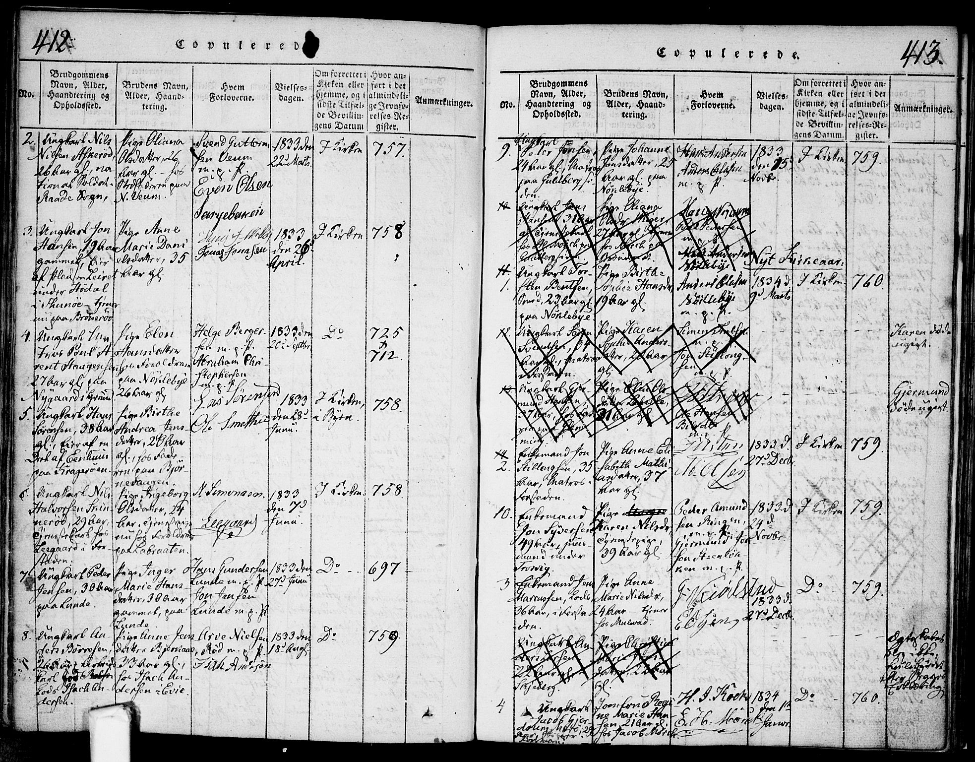 Glemmen prestekontor Kirkebøker, SAO/A-10908/F/Fa/L0004: Parish register (official) no. 4, 1816-1838, p. 412-413
