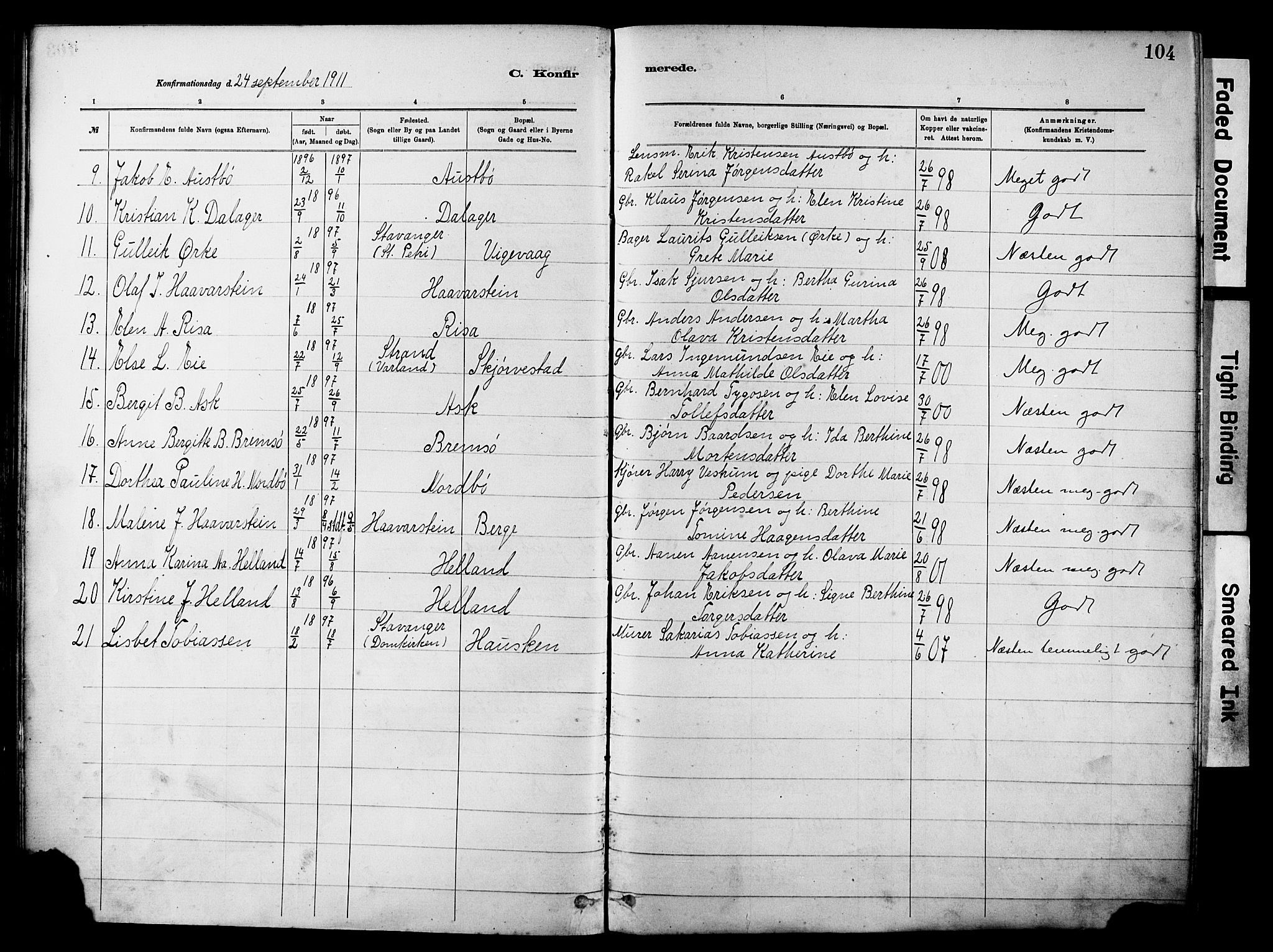 Rennesøy sokneprestkontor, SAST/A -101827/H/Ha/Haa/L0012: Parish register (official) no. A 13, 1885-1917, p. 104