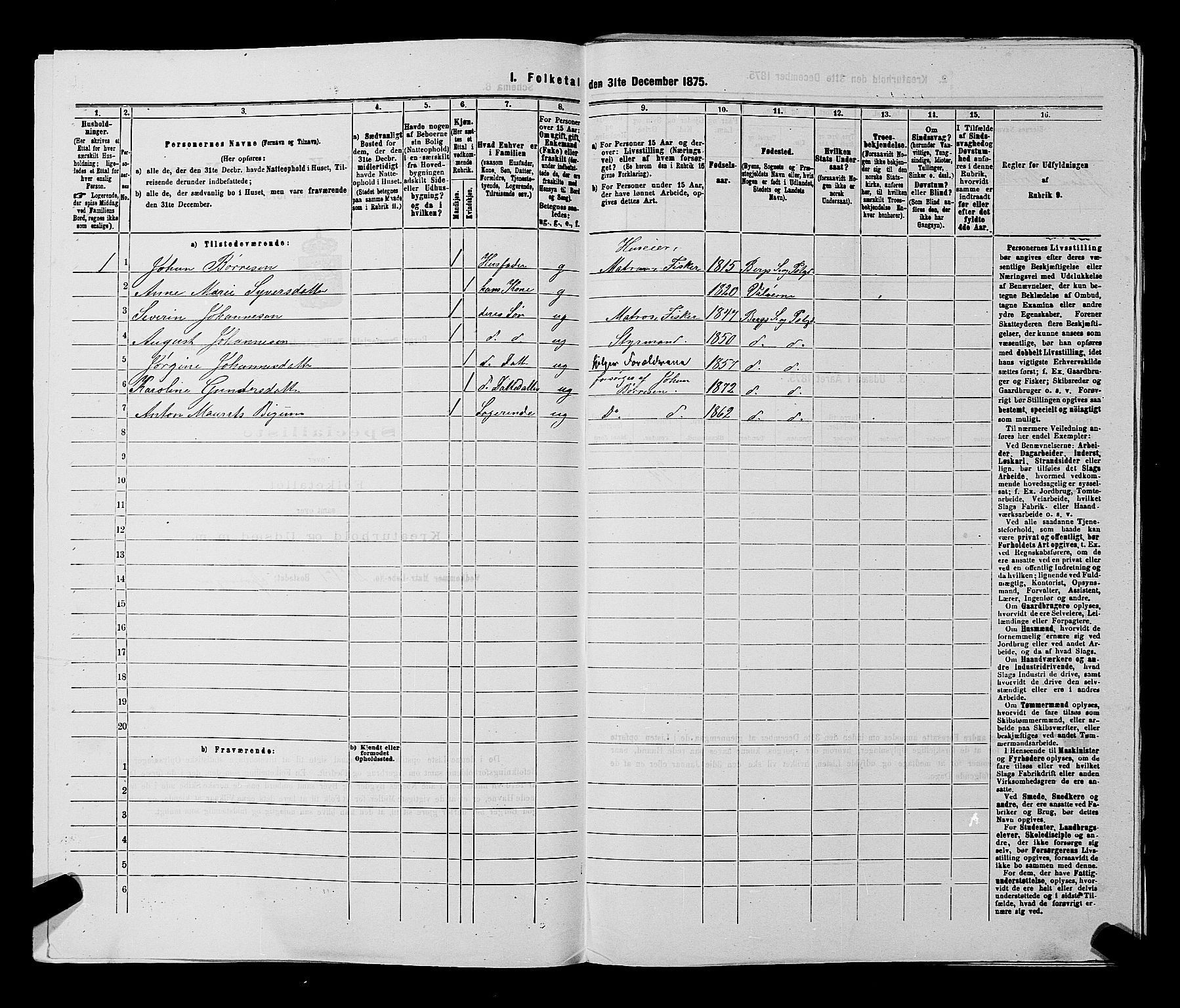 RA, 1875 census for 0116P Berg, 1875, p. 408