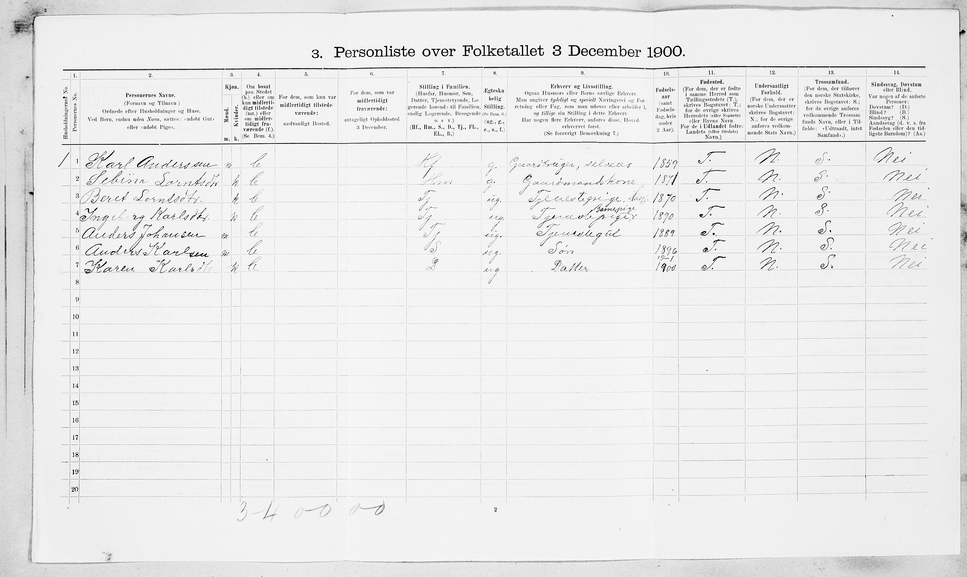 SAT, 1900 census for Rissa, 1900, p. 533